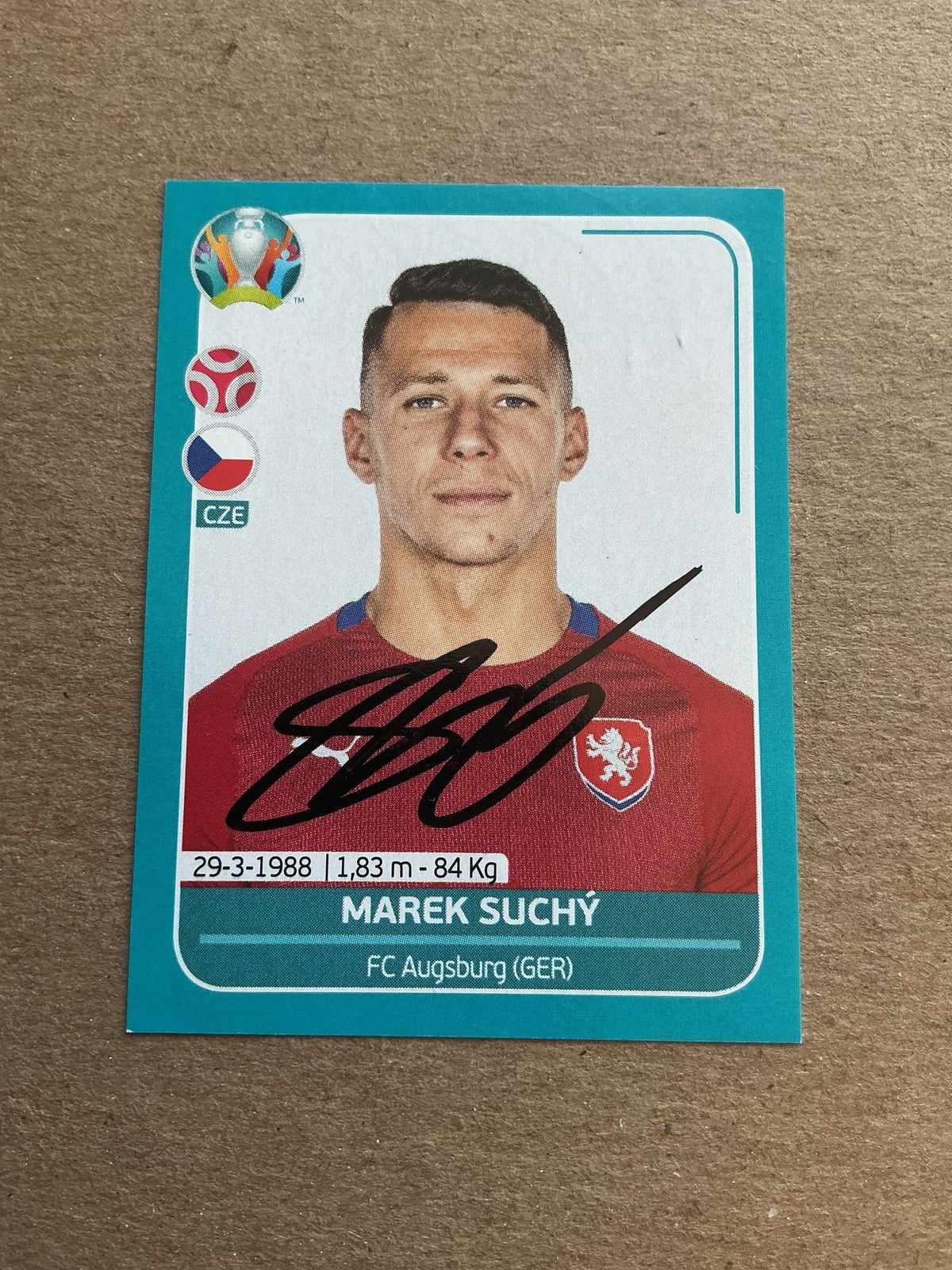 Marek Suchý, Czech Republic 🇨🇿 UEFA Euro 2020 Panini hand signed - Autographs-World