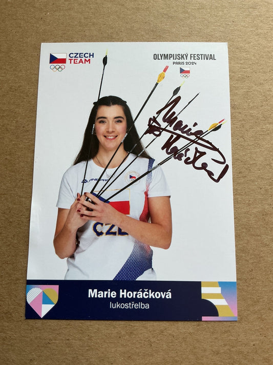 Marie Horackova, Czech Republic 🇨🇿 Archery Summer Olympics 2024 hand signed - Autographs-World