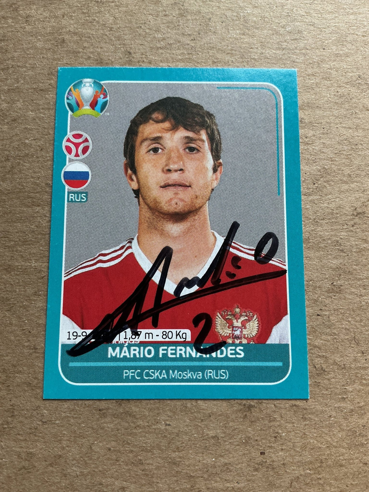 Mário Fernandes, Russia 🇷🇺 UEFA Euro 2020 Panini hand signed - Autographs-World