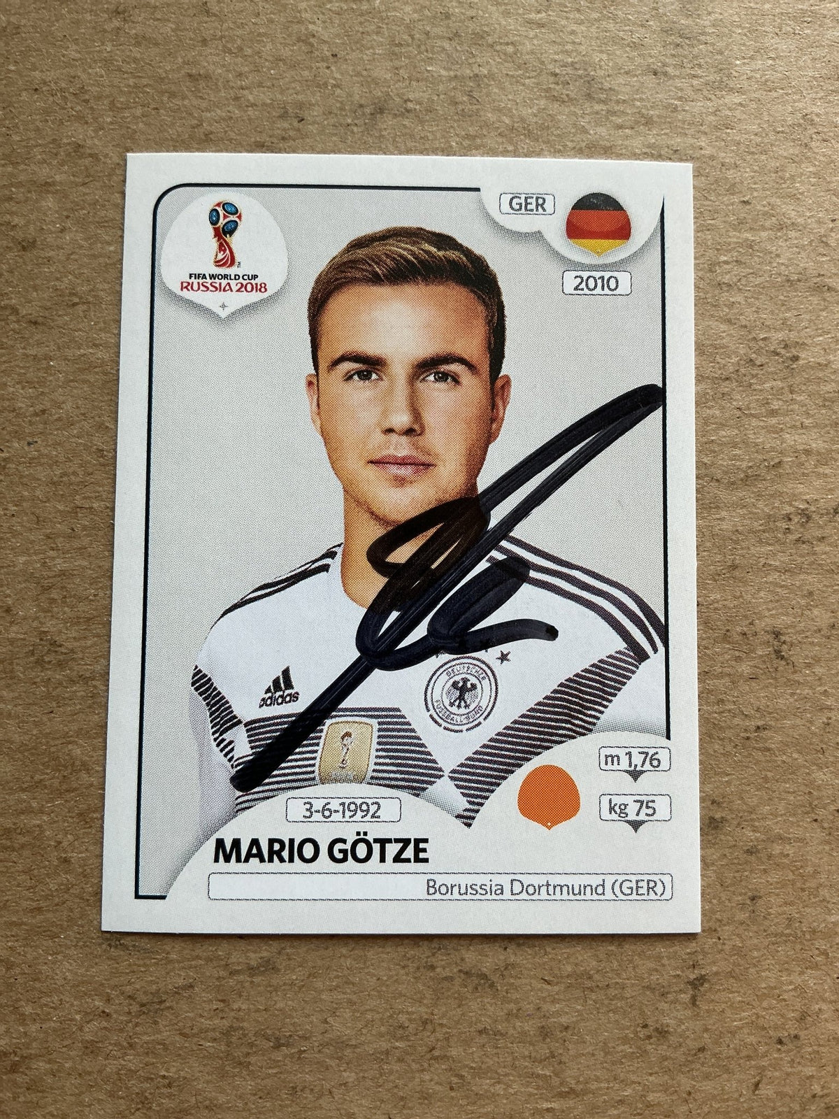Mario Götze, Germany 🇩🇪 FIFA World Cup 2018 Panini hand signed - Autographs-World