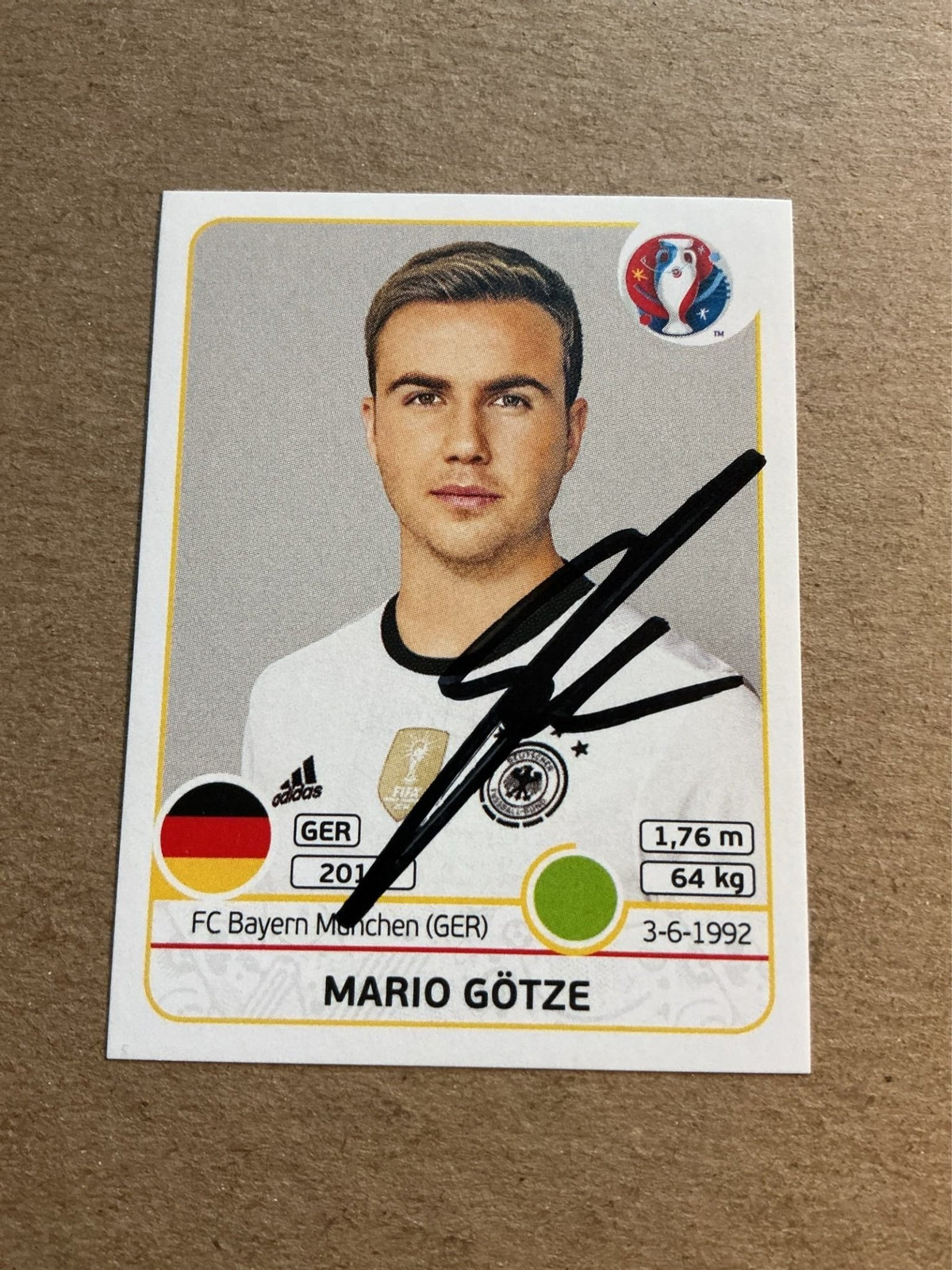 Mario Götze, Germany 🇩🇪 UEFA Euro 2016 Panini hand signed - Autographs-World