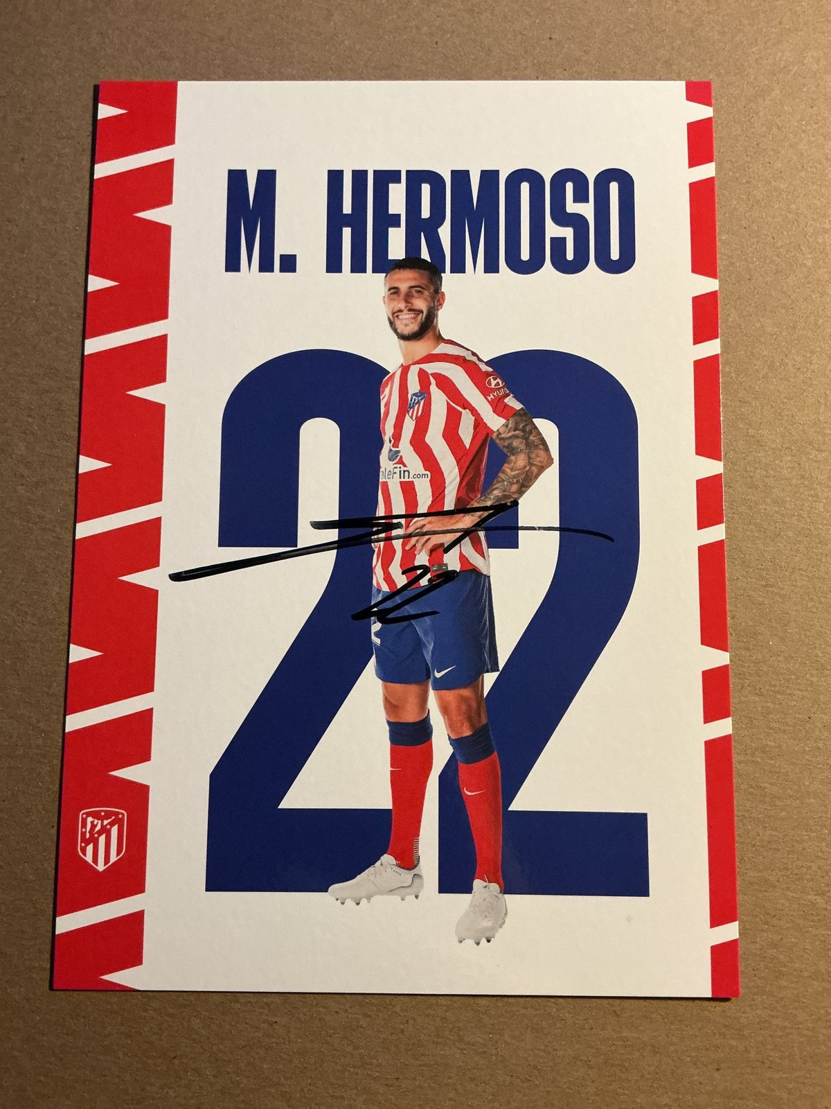 Mario Hermoso, Spain 🇪🇸 Atletico Madrid 2022/23 hand signed - Autographs-World