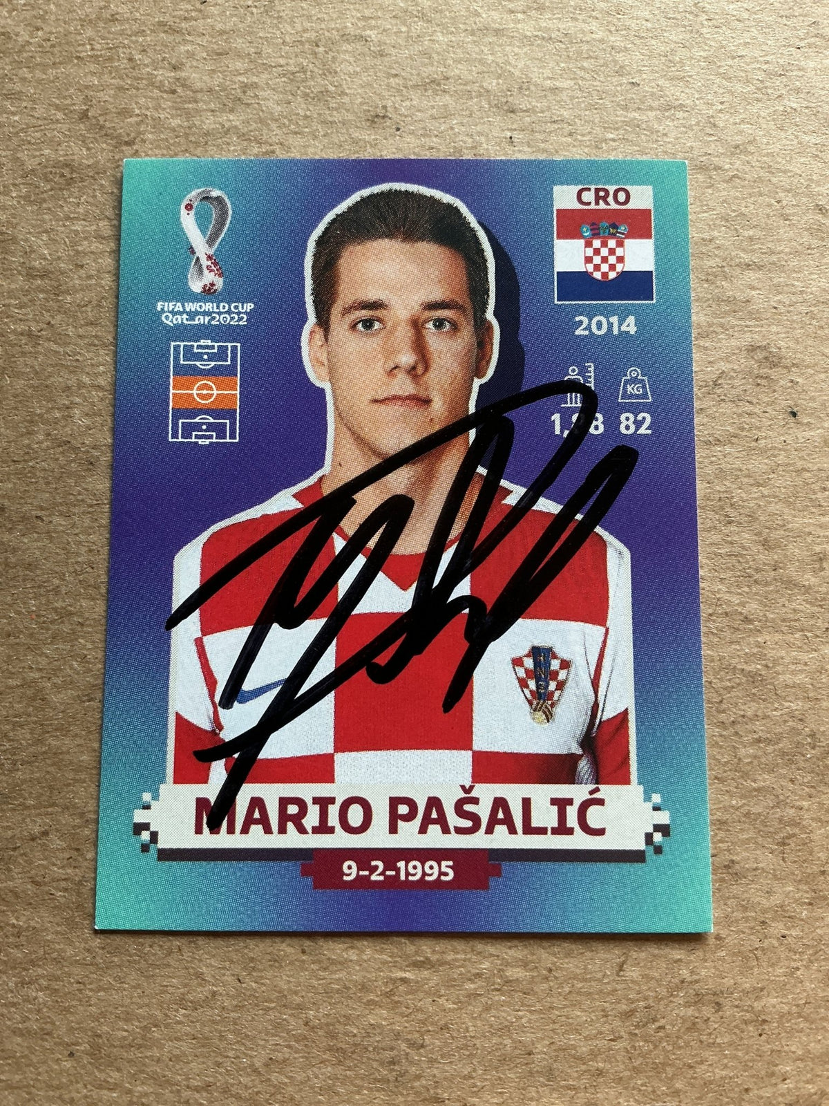 Mario Pasalic, Croatia 🇭🇷 FIFA World Cup 2022 Panini hand signed - Autographs-World