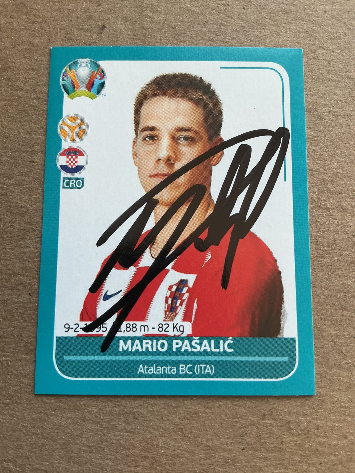 Mario Pašalić, Croatia 🇭🇷 UEFA Euro 2020 Panini hand signed - Autographs-World
