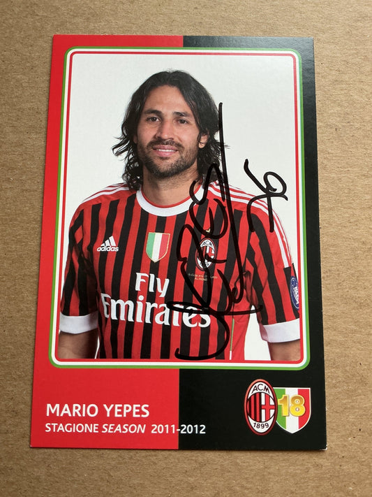 Mario Yepes, Colombia 🇨🇴 AC Milan 2011/12 hand signed - Autographs-World