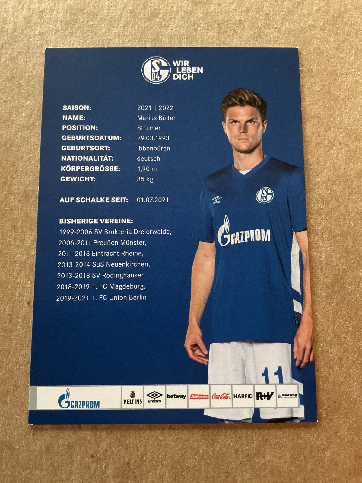 Marius Bülter, Germany 🇩🇪 FC Schalke 04 2021/22 hand signed - Autographs-World
