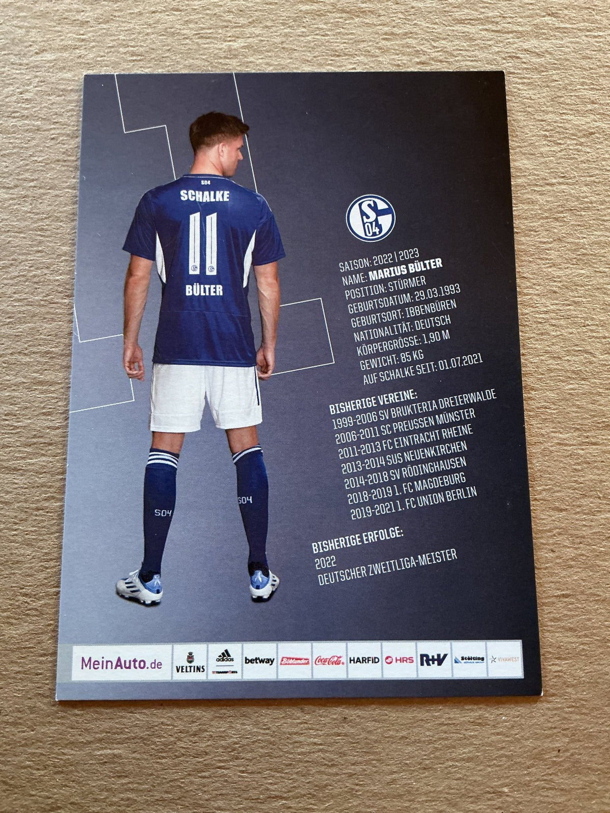 Marius Bülter, Germany 🇩🇪 FC Schalke 04 2022/23 hand signed - Autographs-World