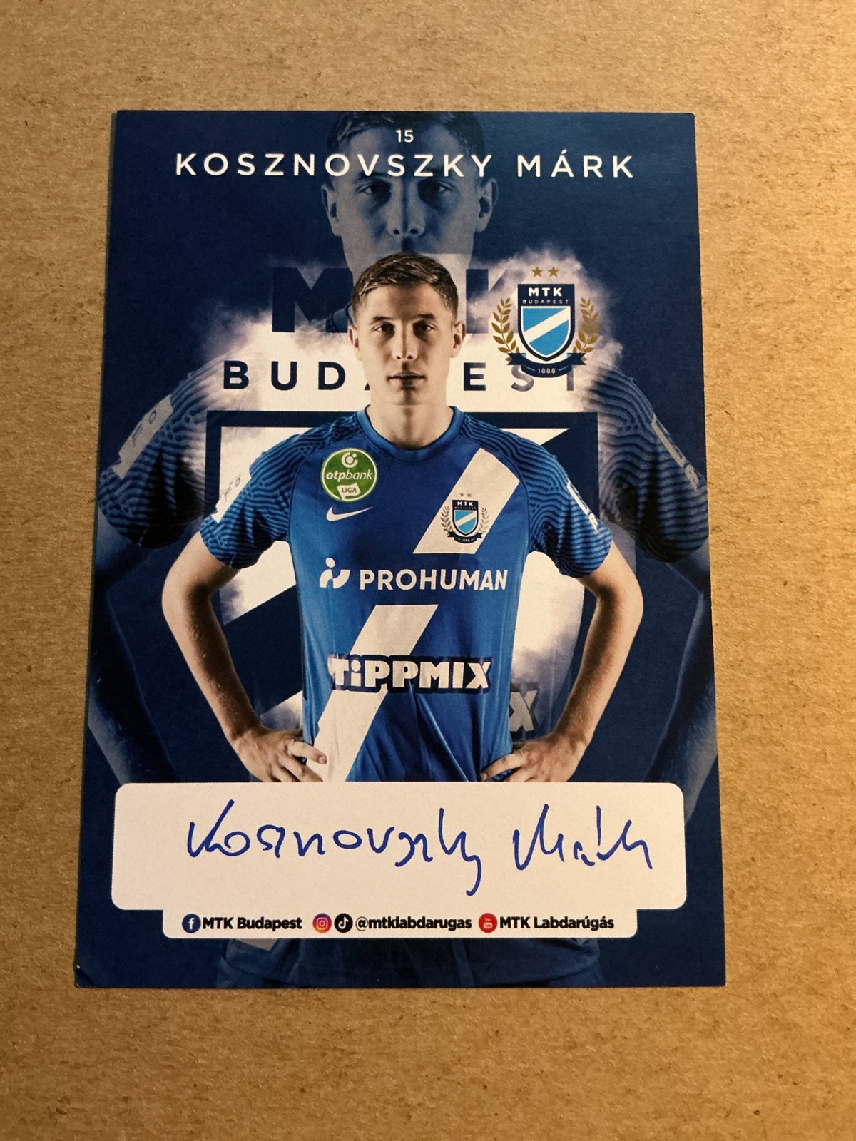 Márk Kosznovsky, Hungary 🇭🇺 MTK Budapest 2021/22 hand signed - Autographs-World