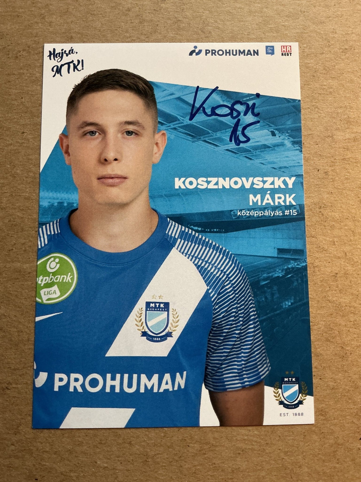 Márk Kosznovszky, Hungary 🇭🇺 MTK Budapest FC 2023/24 hand signed - Autographs-World
