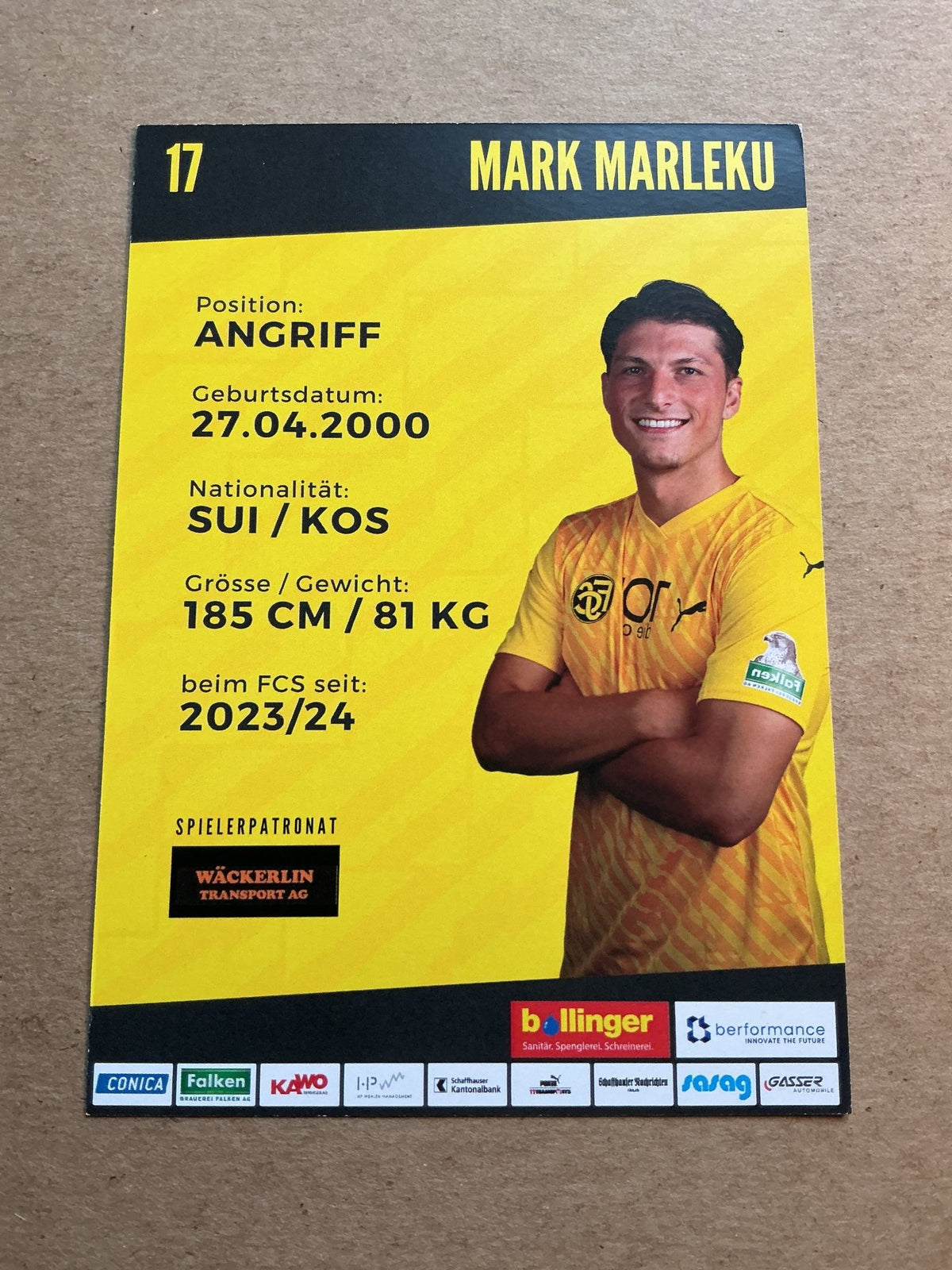 Mark Marleku, Kosovo 🇽🇰 FC Schaffhausen 2023/24 hand signed - Autographs-World