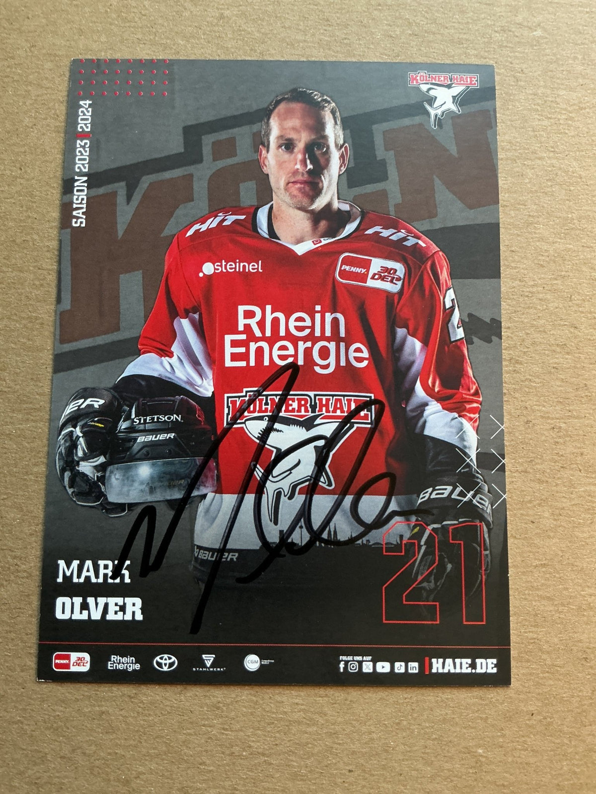 Mark Olver, Germany 🇩🇪 Kölner Haie 2023/24 hand signed - Autographs-World