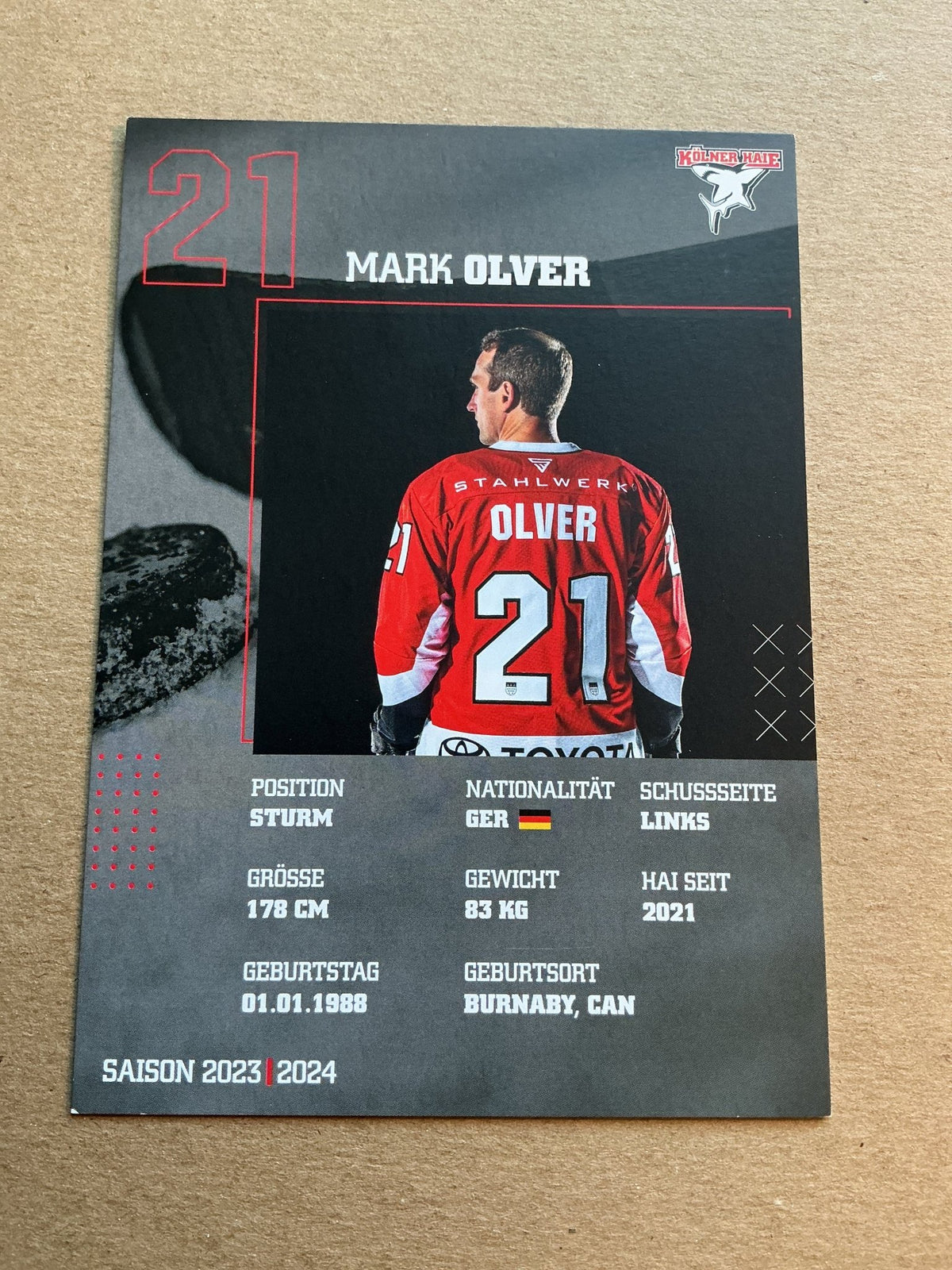 Mark Olver, Germany 🇩🇪 Kölner Haie 2023/24 hand signed - Autographs-World
