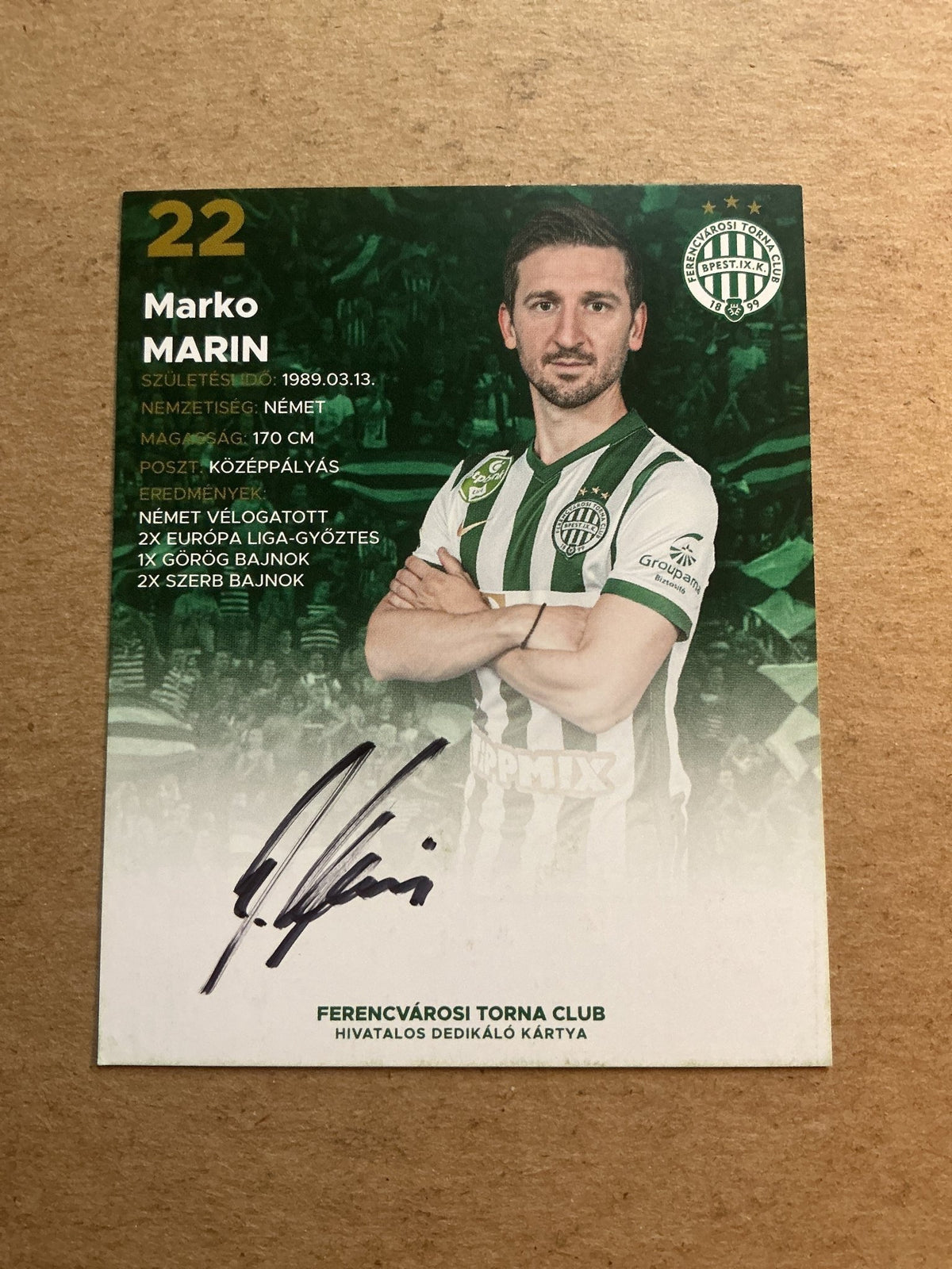 Marko Marin, Germany 🇩🇪 Ferencvaros TC 2021/22 hand signed - Autographs-World
