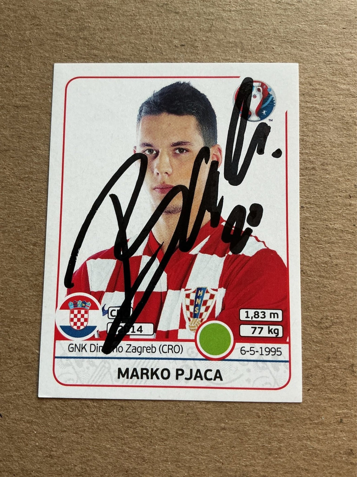 Marko Pjaca, Croatia 🇭🇷 UEFA Euro 2016 Panini hand signed - Autographs-World