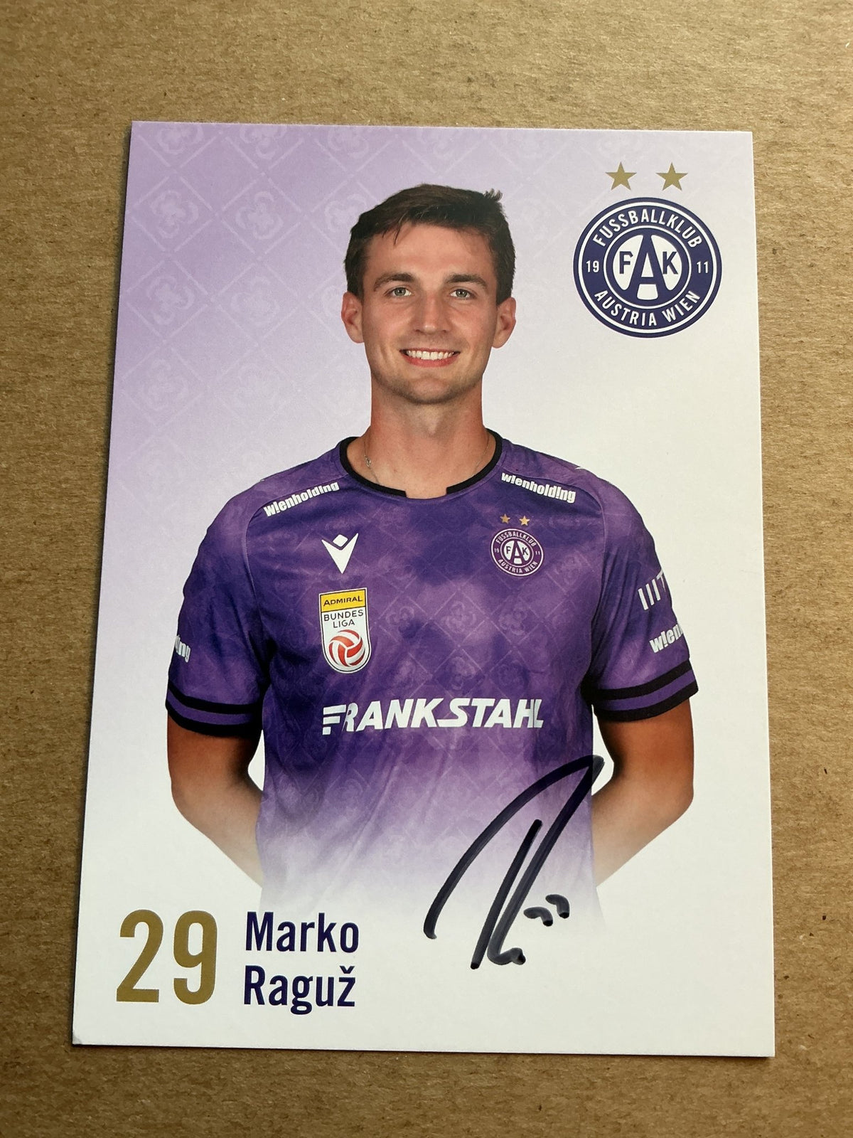 Marko Raguz, Austria 🇦🇹 Austria Wien 2024/25 hand signed - Autographs-World