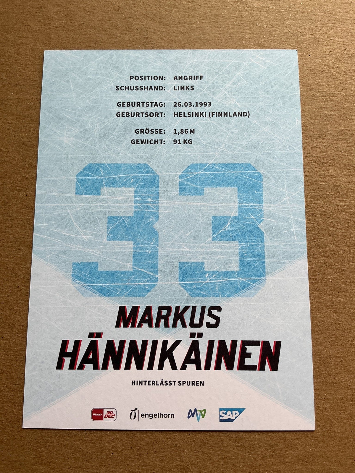 Markus Hännikäinen, Finland 🇫🇮 Adler Mannheim 2023/24 hand signed - Autographs-World