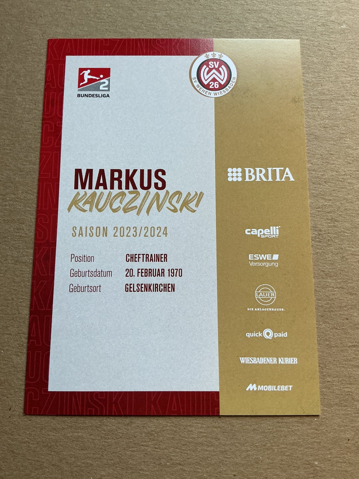 Markus Kauczinski, Germany 🇩🇪 SV Wehen Wiesbaden 2023/24 hand signed - Autographs-World
