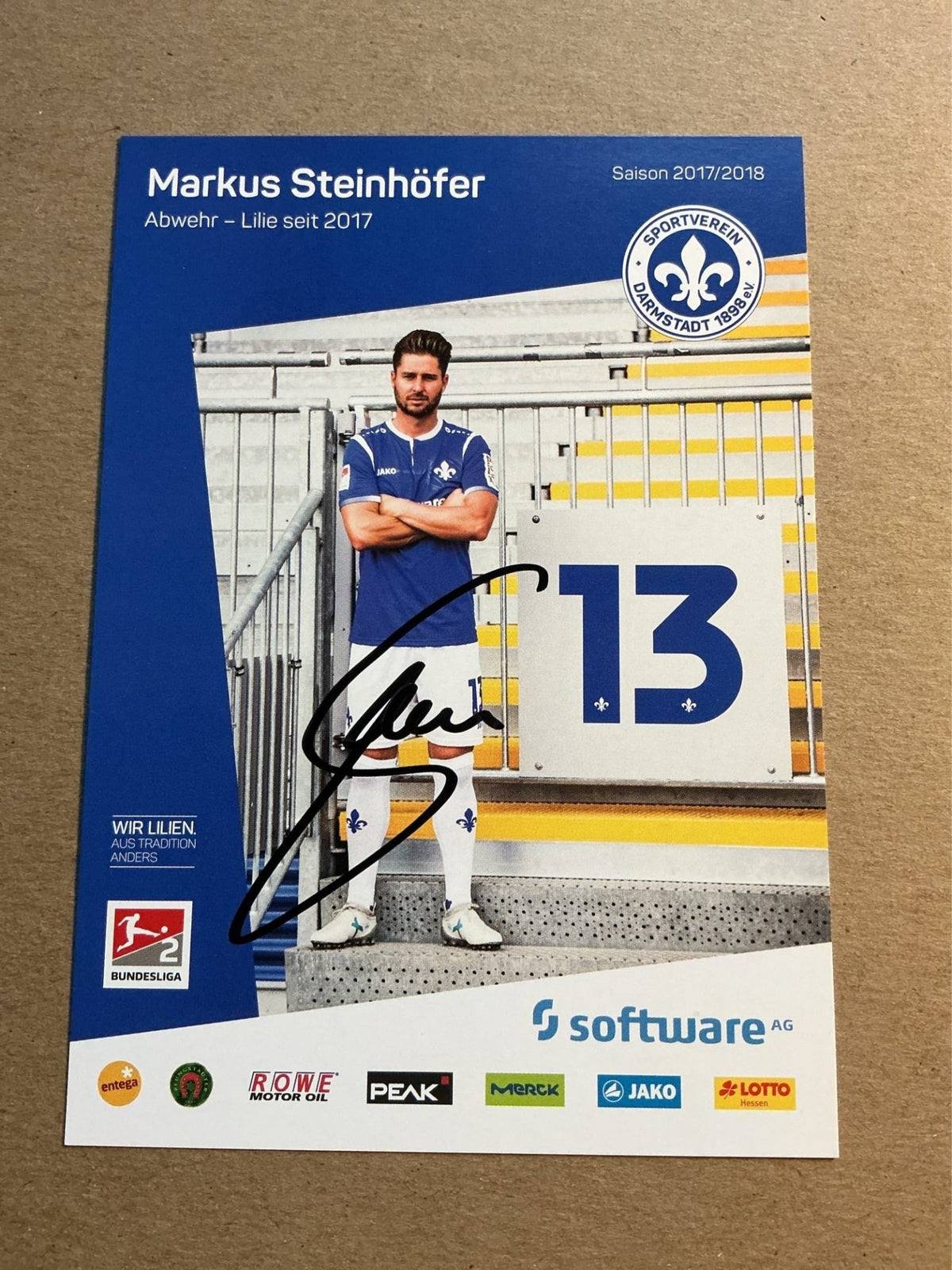 Markus Steinhöfer, Germany 🇩🇪 SV Darmstadt 98 2017/18 hand signed - Autographs-World