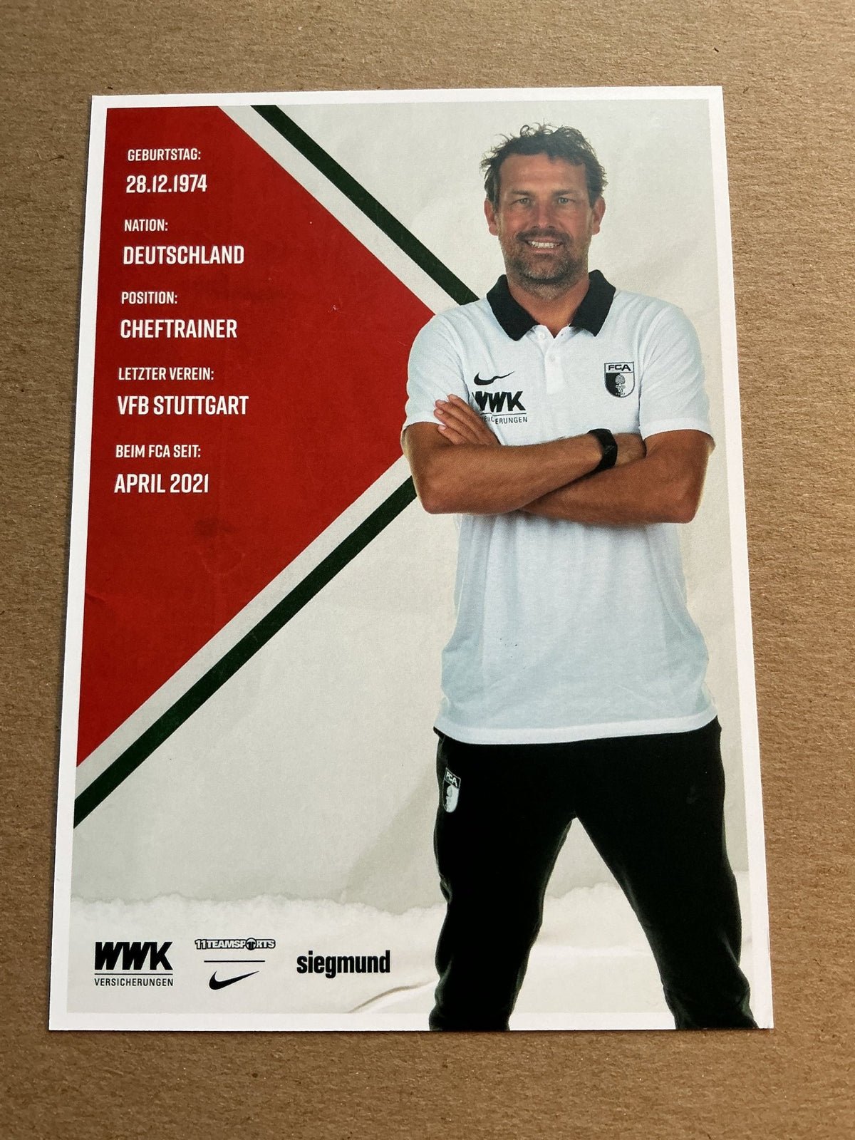 Markus Weinzierl, Germany 🇩🇪 FC Augsburg 2021/22 hand signed - Autographs-World