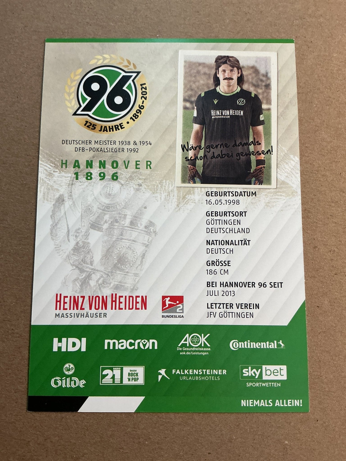 Marlon Sündermann, Germany 🇩🇪 Hannover 96 2020/21 hand signed - Autographs-World