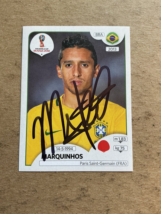 Marquinhos, Brazil 🇧🇷 FIFA World Cup 2018 Panini hand signed - Autographs-World