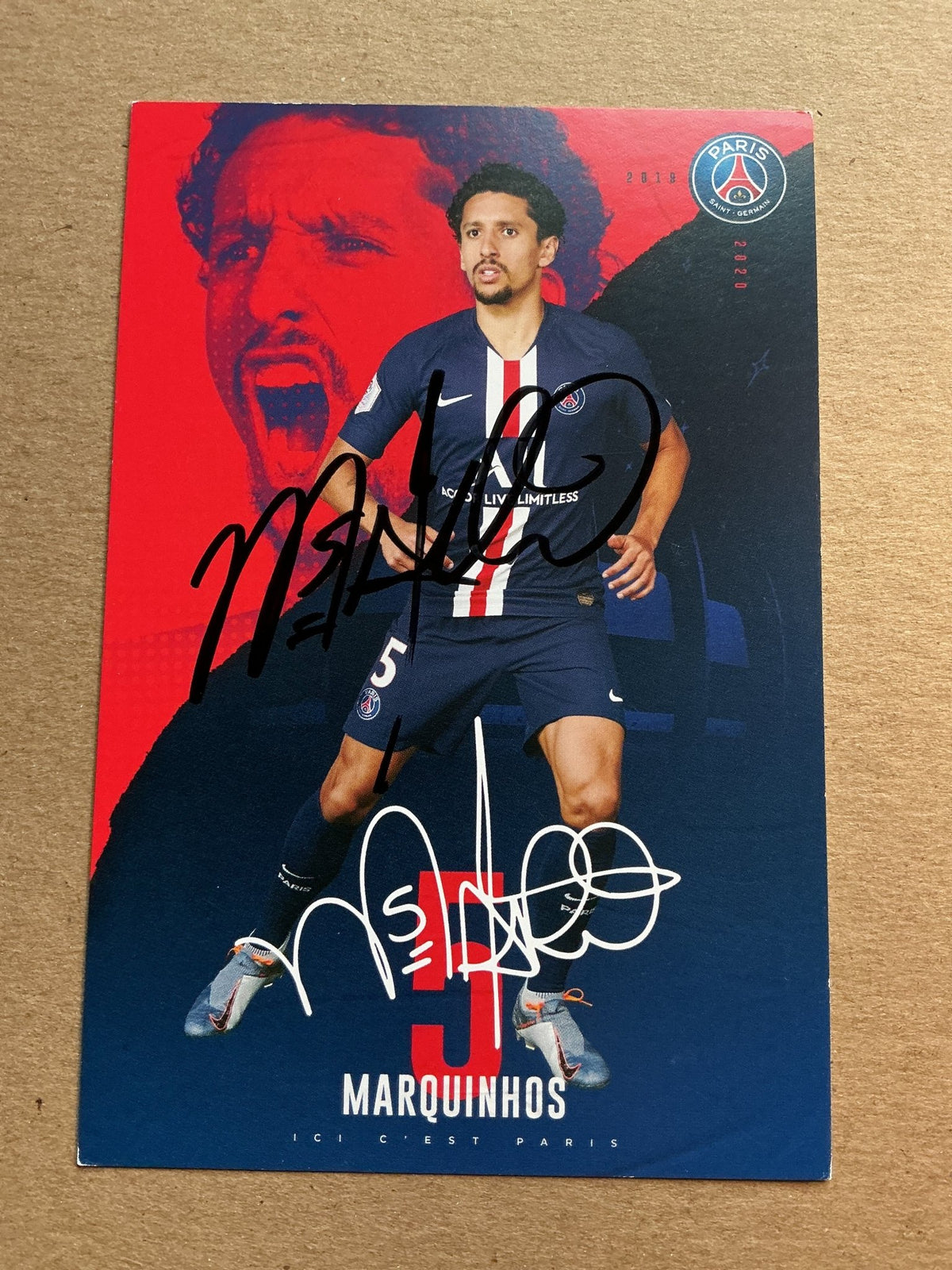 Marquinhos, Brazil 🇧🇷 Paris Saint-Germain 2019/20 hand signed - Autographs-World