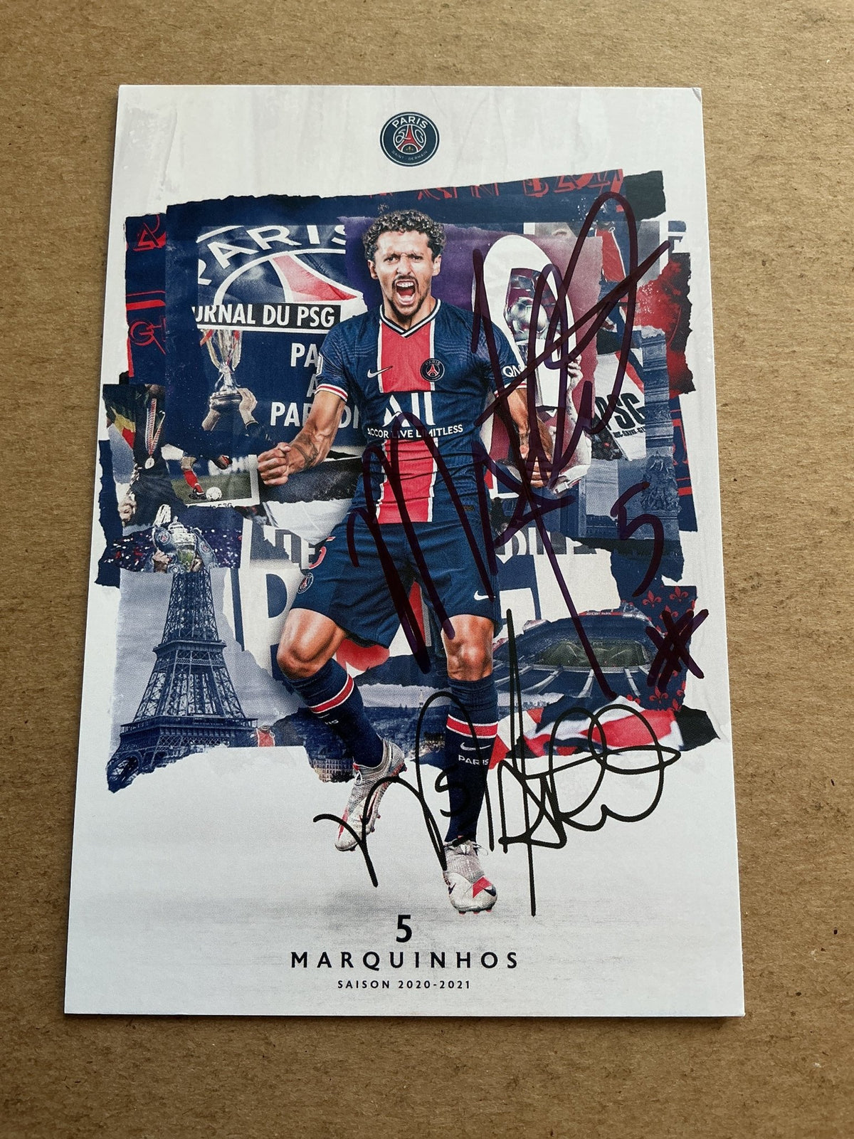 Marquinhos, Brazil 🇧🇷 Paris Saint-Germain 2020/21 hand signed - Autographs-World