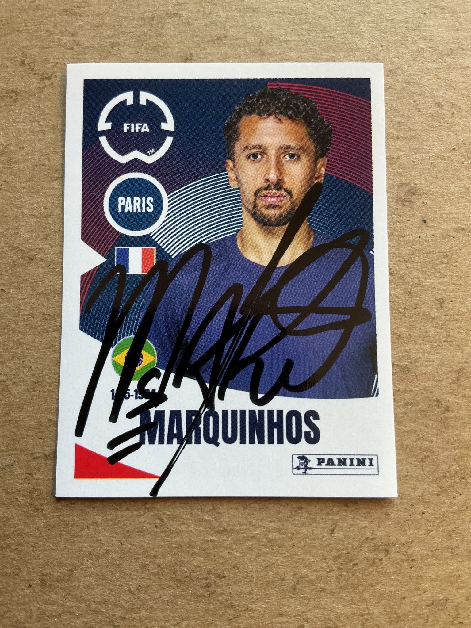 Marquinhos, Brazil 🇧🇷 Paris Saint-Germain Club World Cup 2025 Panini hand signed - Autographs-World