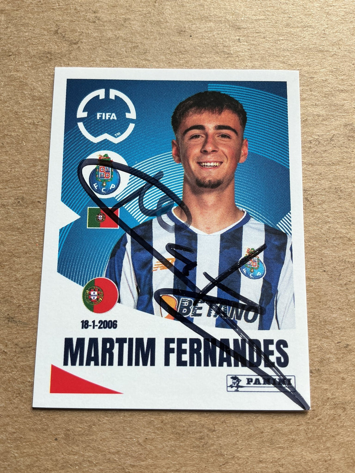 Martim Fernandes, Portugal 🇵🇹 FC Porto Club World Cup 2025 Panini hand signed - Autographs-World