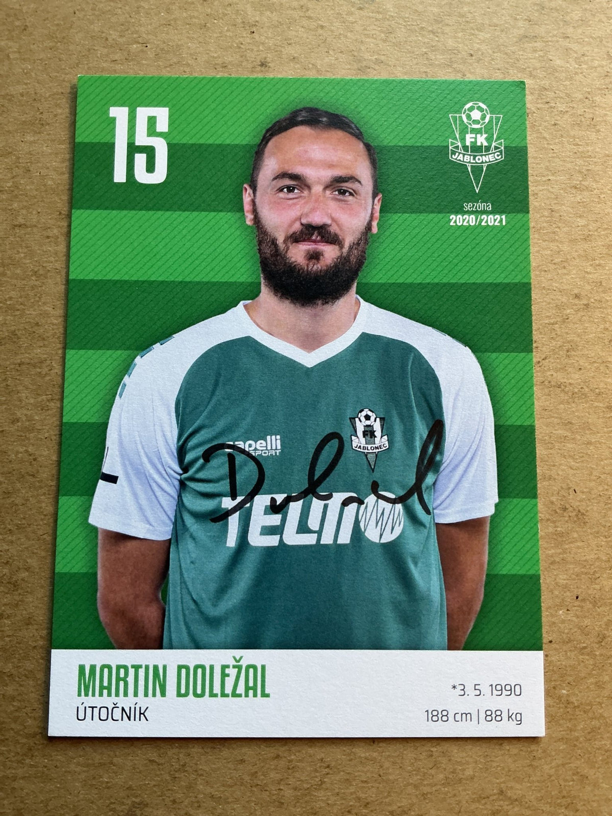 Martin Doležal, Czech Republic 🇨🇿 FK Jablonec 2020/21 hand signed - Autographs-World