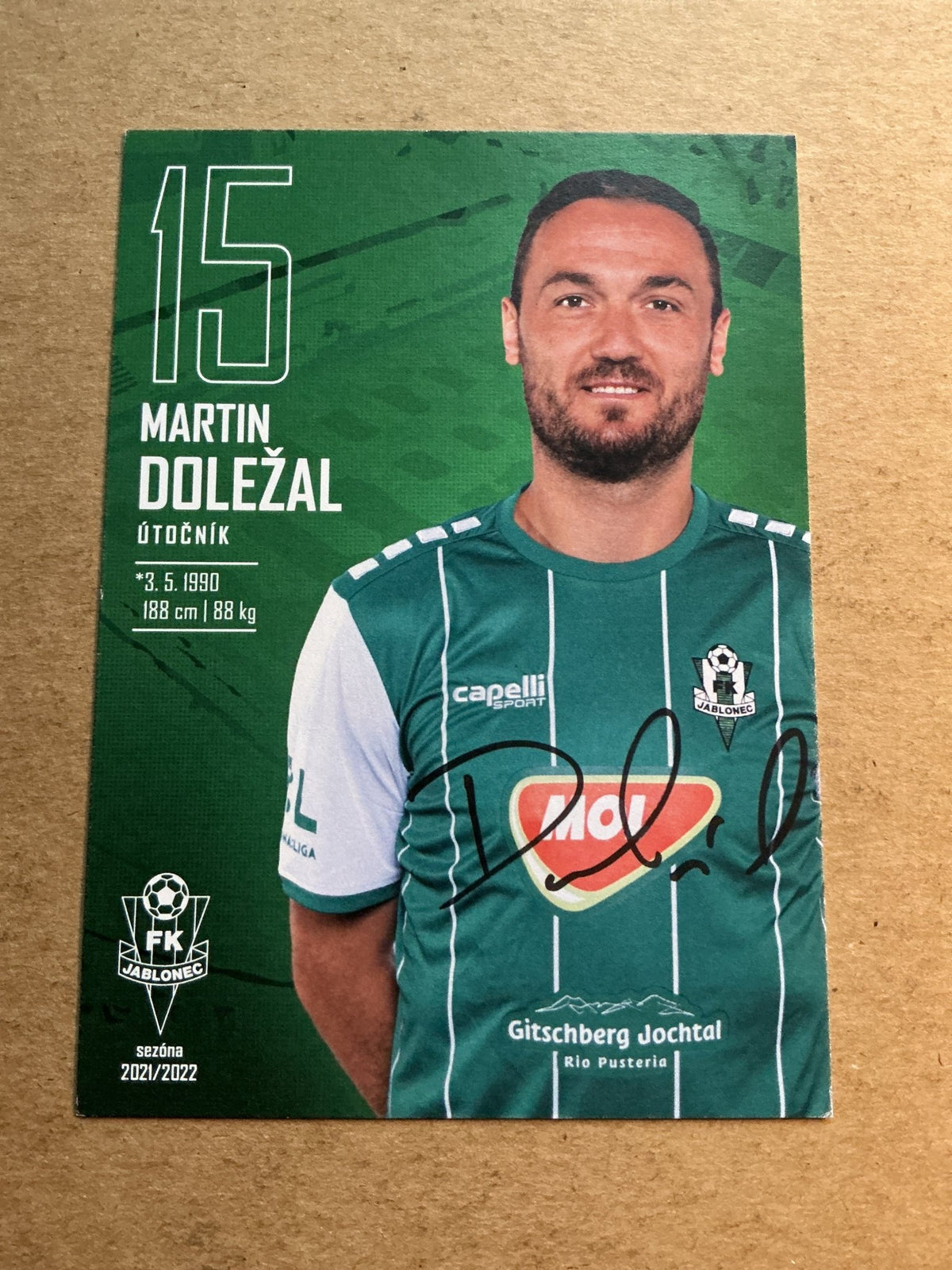 Martin Doležal, Czech Republic 🇨🇿 FK Jablonec 2021/22 hand signed - Autographs-World