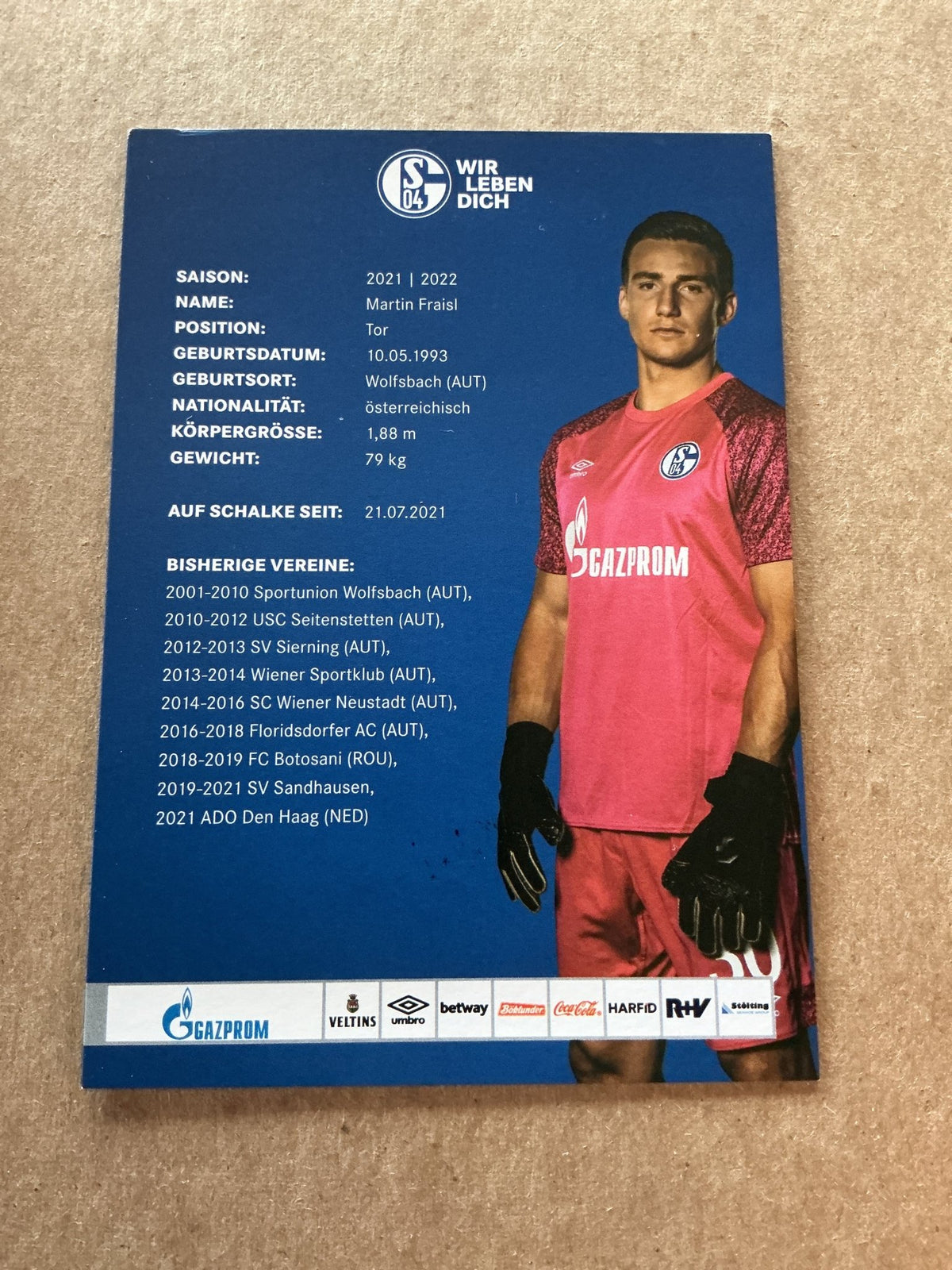 Martin Fraisl, Austria 🇦🇹 FC Schalke 04 2021/22 hand signed - Autographs-World