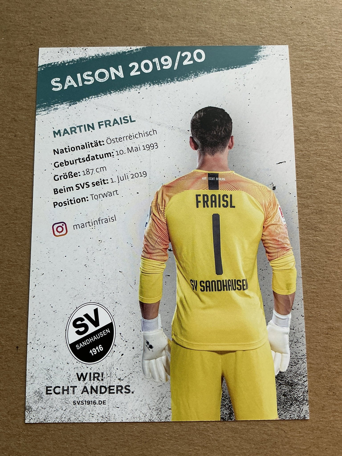 Martin Fraisl, Austria 🇦🇹 SV Sandhausen 2019/20 hand signed - Autographs-World