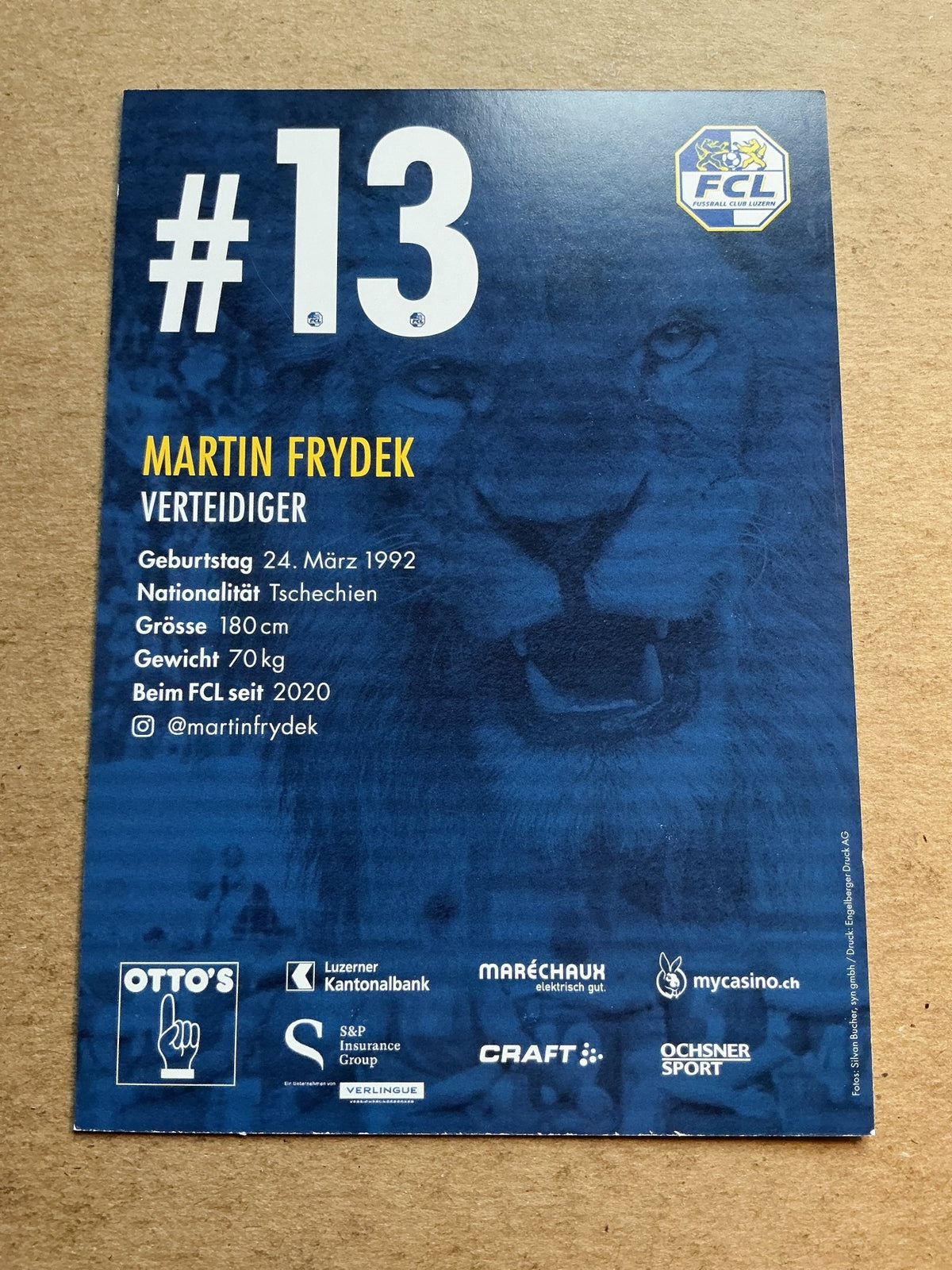 Martin Frydek, Czech Republic 🇨🇿 FC Luzern 2020/21 hand signed - Autographs-World