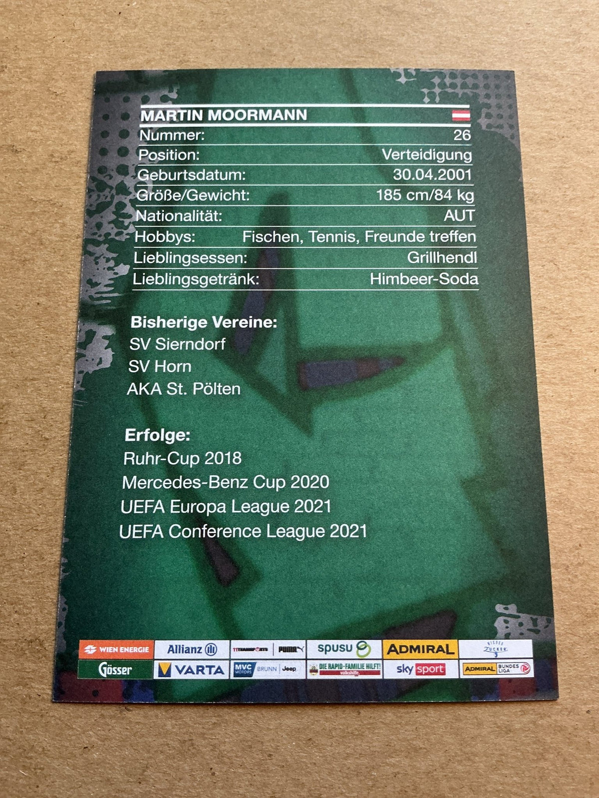 Martin Moormann, Austria 🇦🇹 SK Rapid Wien 2023/24 hand signed - Autographs-World
