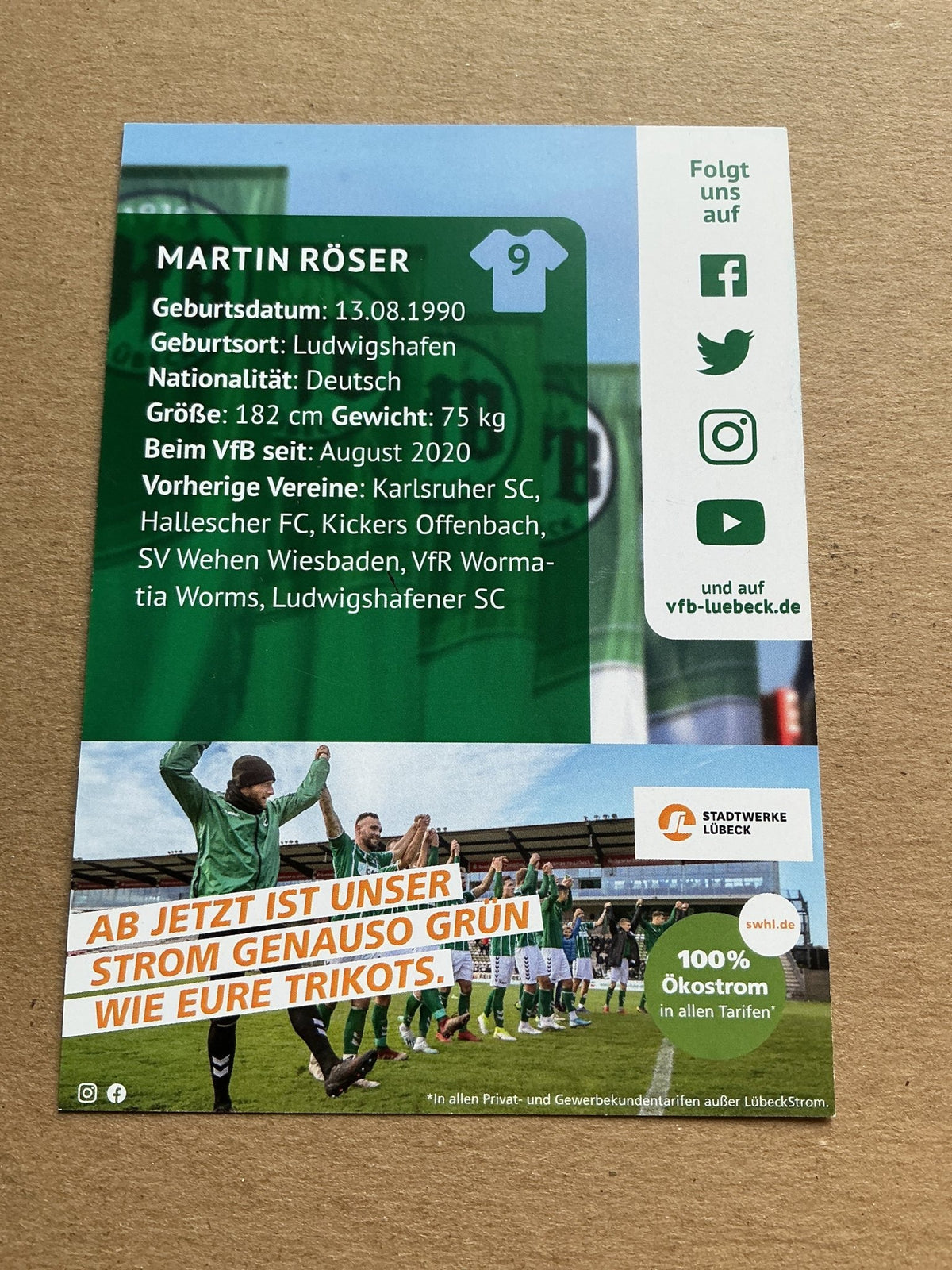 Martin Röser, Germany 🇩🇪 VfB Lübeck 2020/21 hand signed - Autographs-World