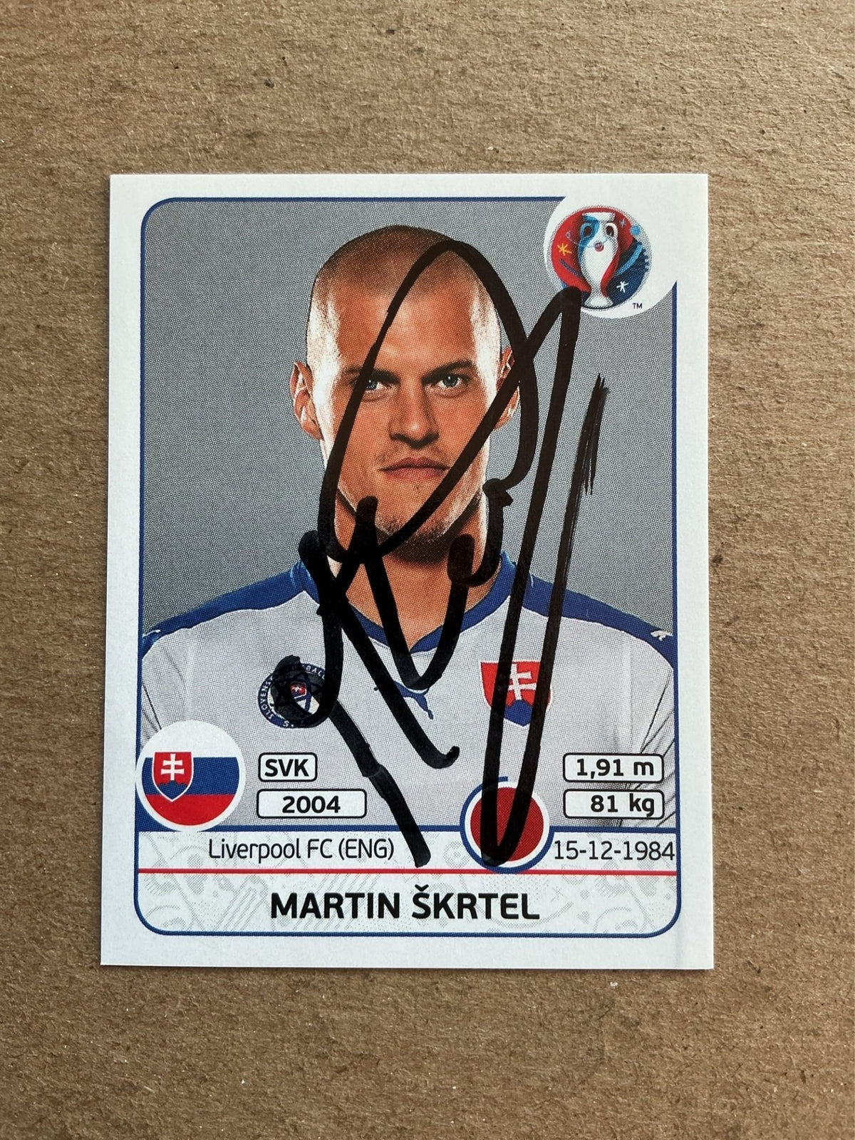 Martin Škrtel, Slovakia 🇸🇰 UEFA Euro 2016 Panini hand signed - Autographs-World