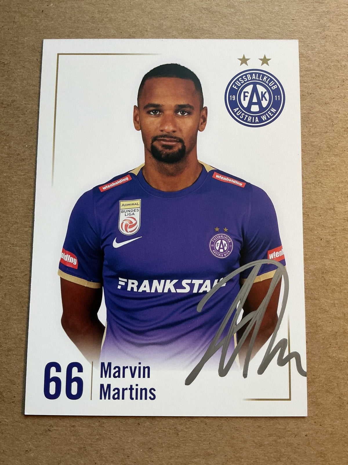 Marvin Martins, Luxemburg 🇱🇺 FK Austria Wien 2023/24 hand signed - Autographs-World