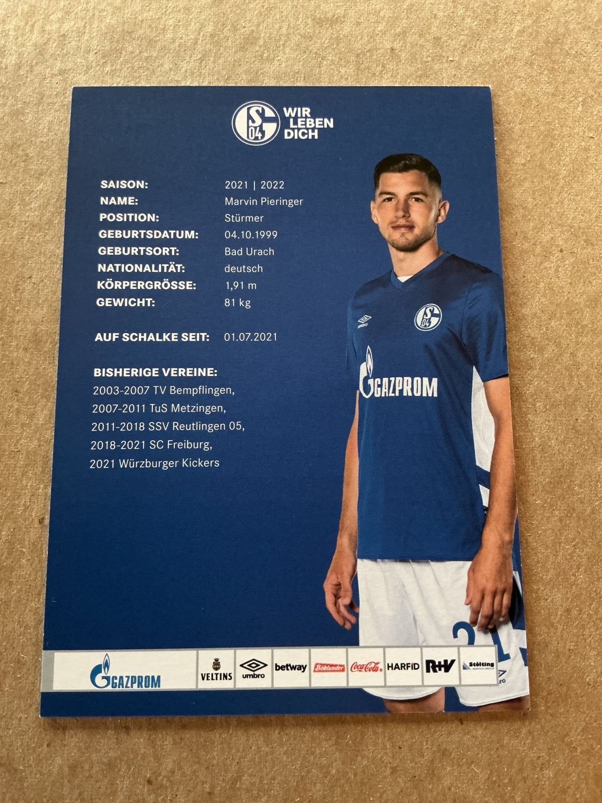 Marvin Pieringer, Germany 🇩🇪 FC Schalke 04 2021/22 hand signed - Autographs-World