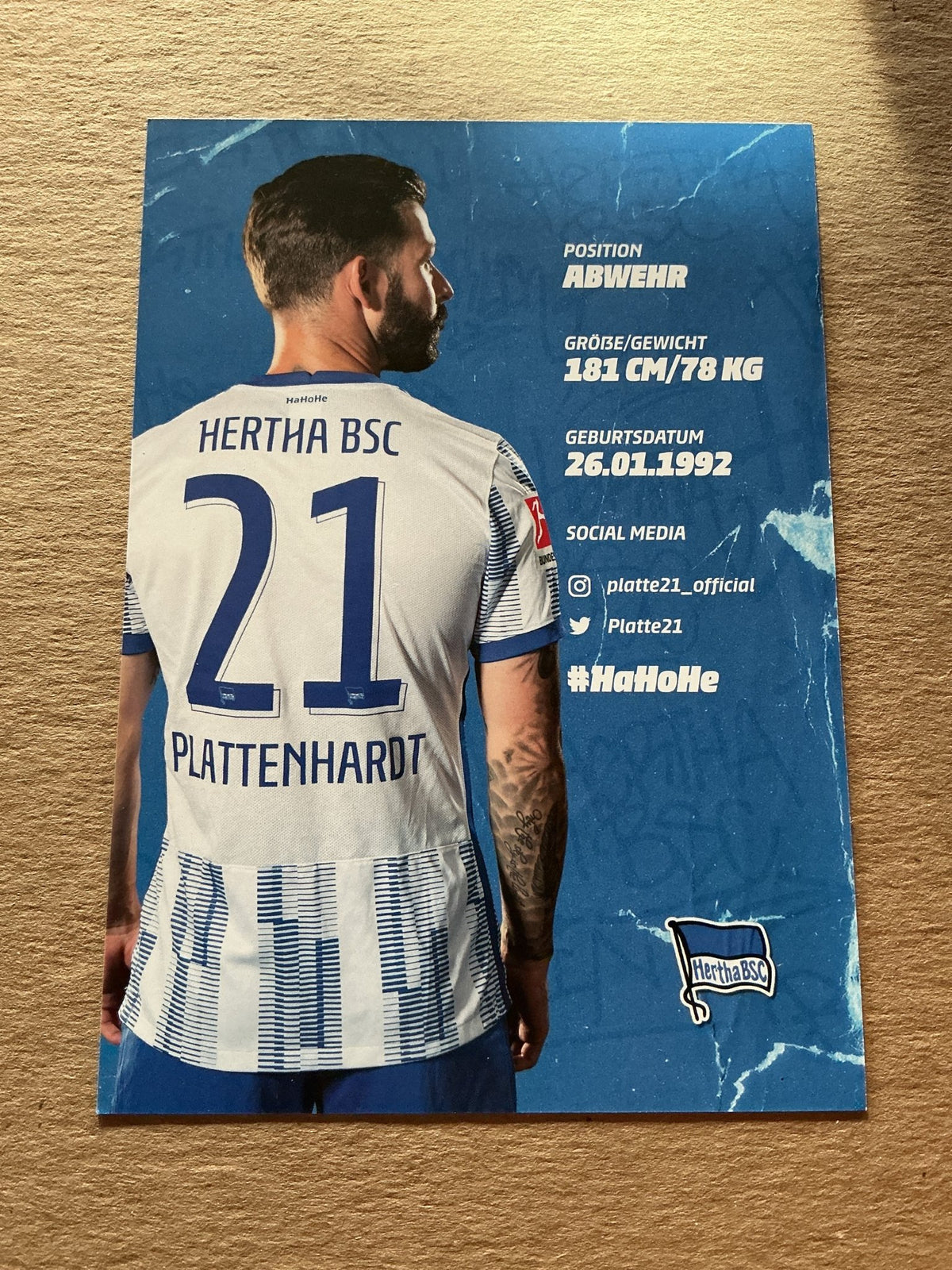 Marvin Plattenhardt, Germany 🇩🇪 Hertha BSC Berlin 2021/22 hand signed - Autographs-World