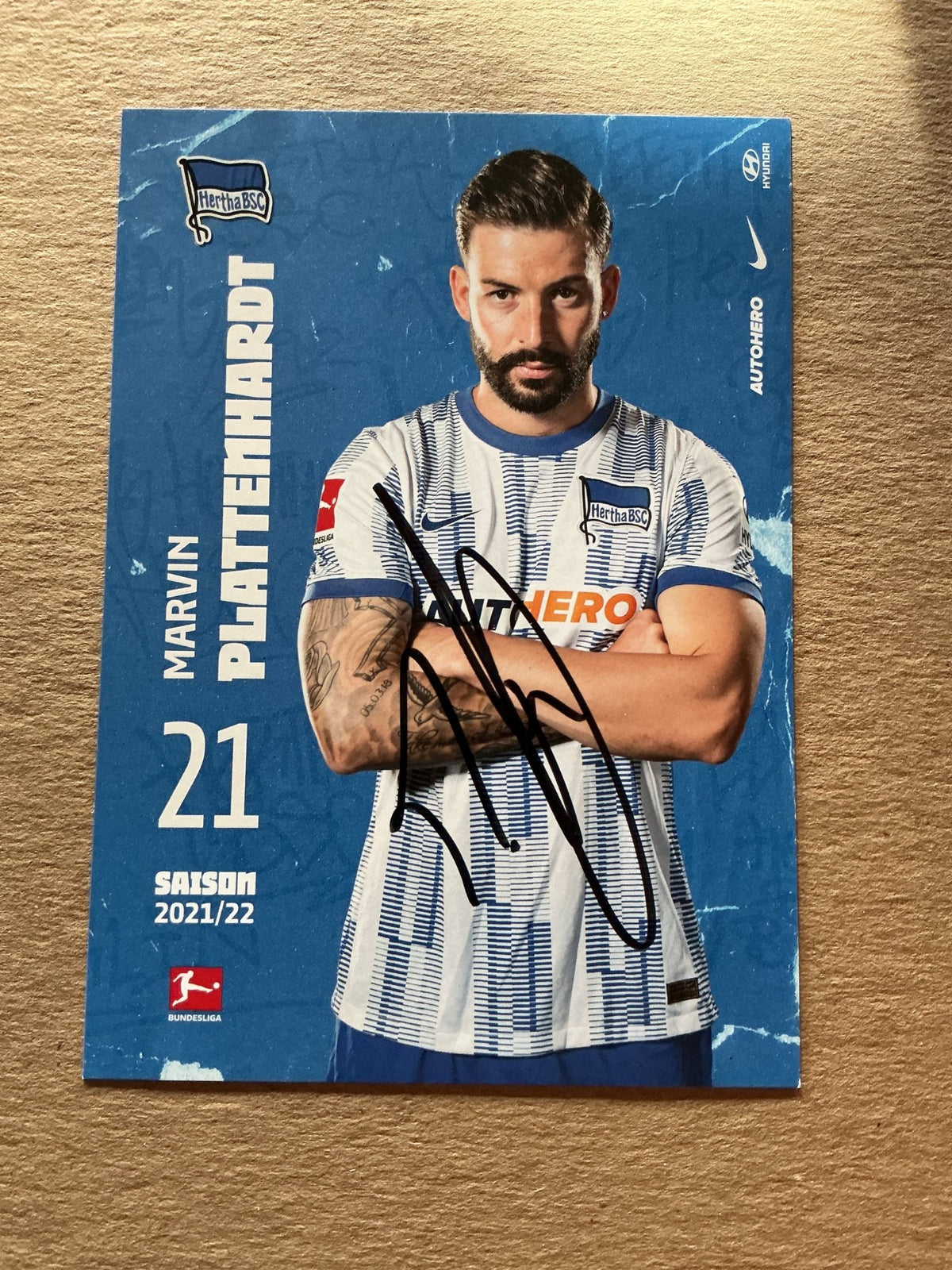 Marvin Plattenhardt, Germany 🇩🇪 Hertha BSC Berlin 2021/22 hand signed - Autographs-World