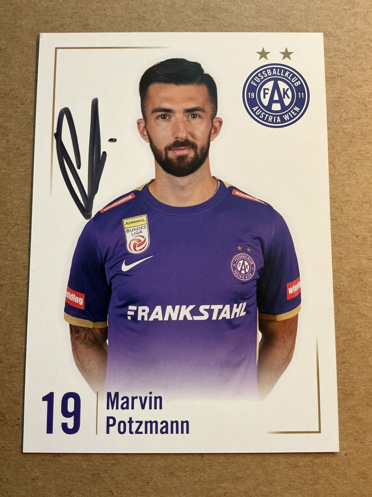 Marvin Potzmann, Austria 🇦🇹 FK Austria Wien 2023/24 hand signed - Autographs-World