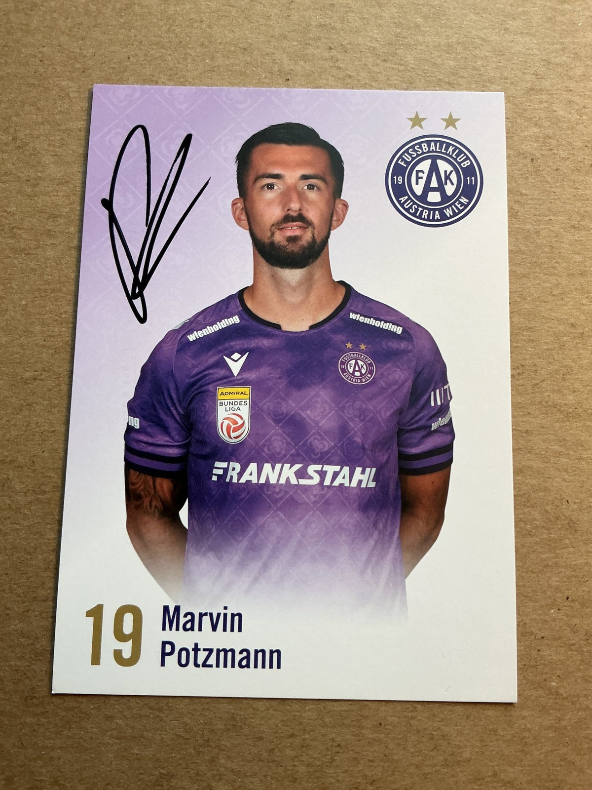 Marvin Protzmann, Austria 🇦🇹 Austria Wien 2024/25 hand signed - Autographs-World