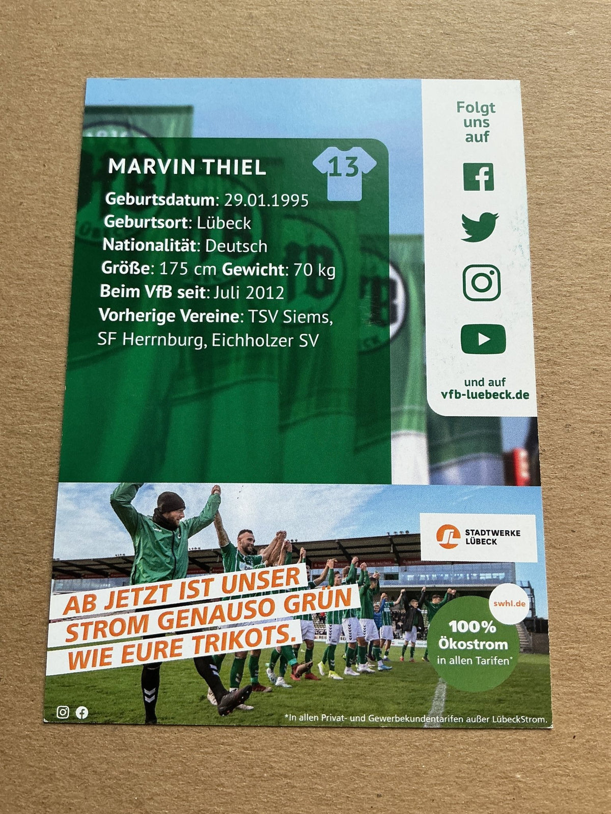 Marvin Thiel, Germany 🇩🇪 VfB Lübeck 2020/21 hand signed - Autographs-World
