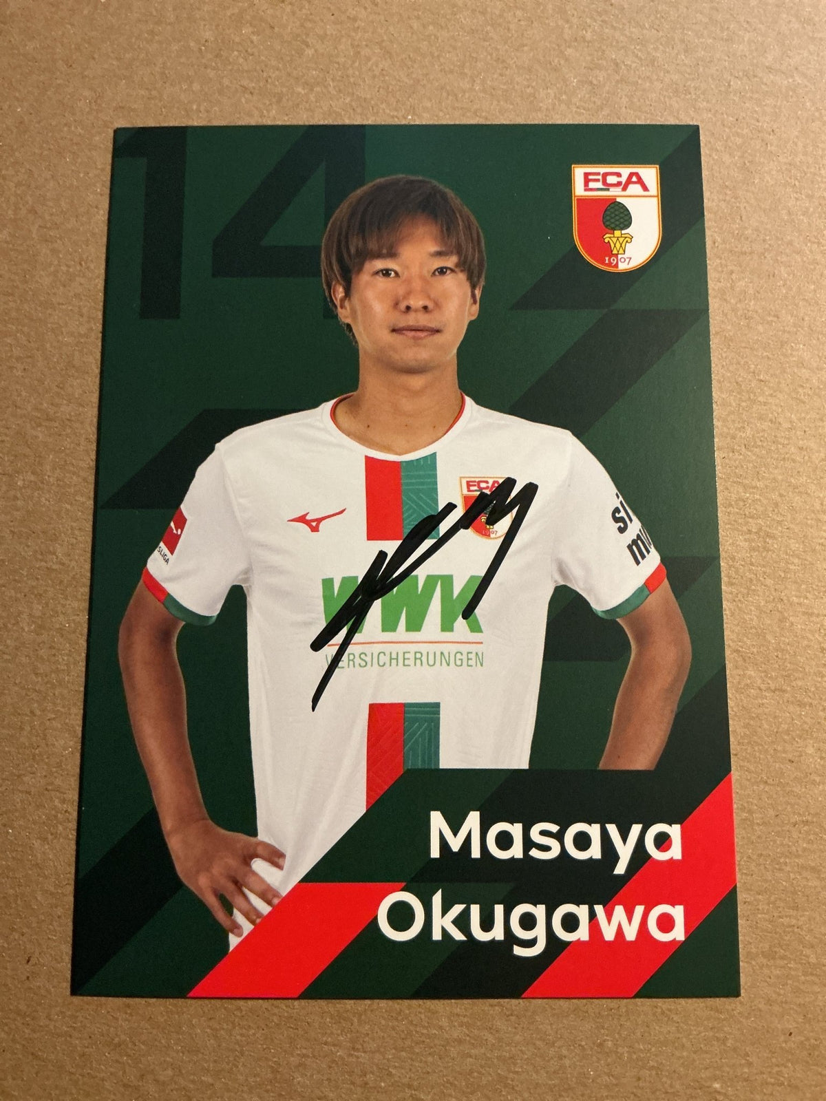 Masaya Okugawa, Japan 🇯🇵 FC Augsburg 2023/24 hand signed - Autographs-World