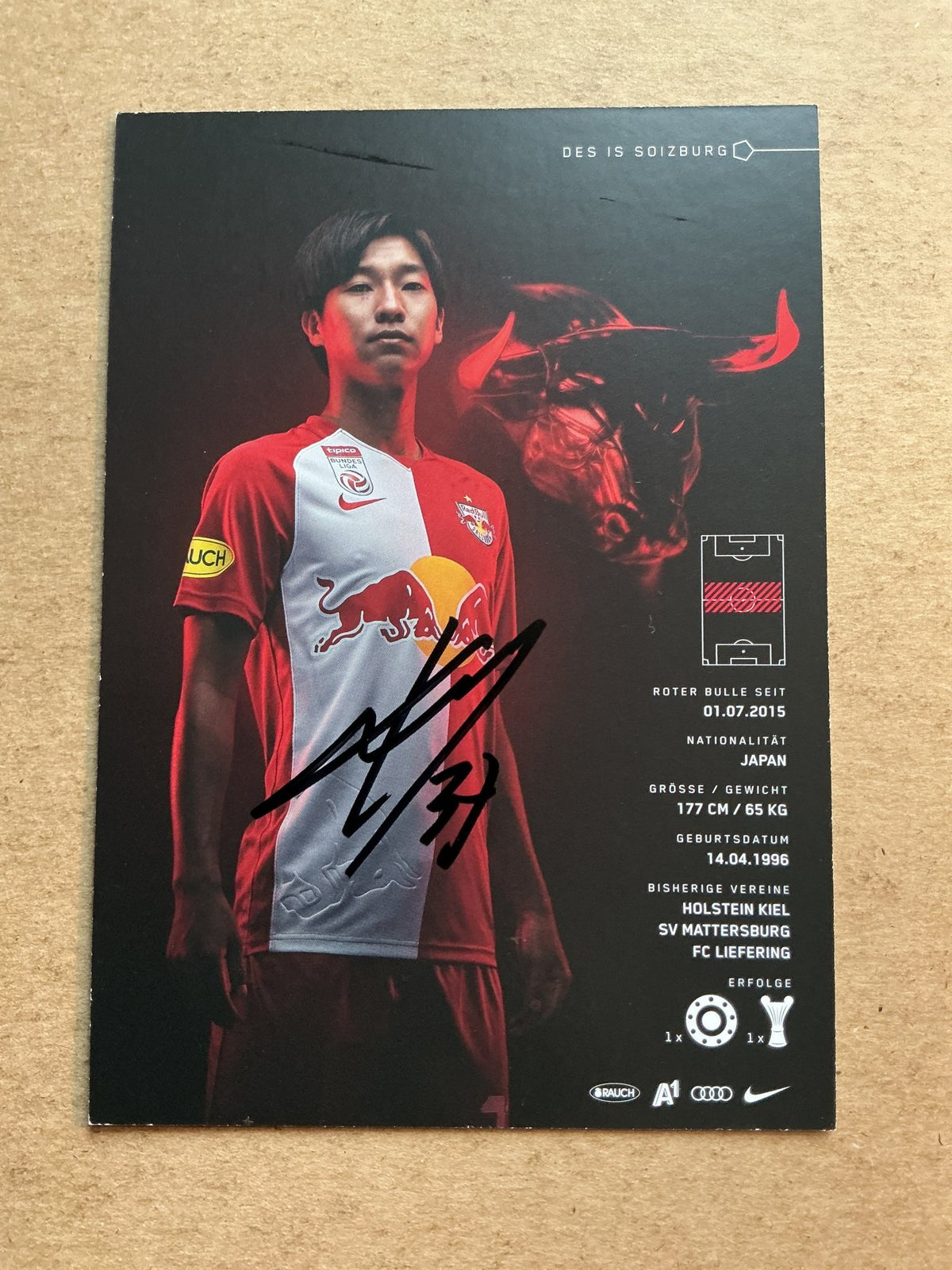 Masaya Okugawa, Japan 🇯🇵 Red Bull Salzburg 2020/21 hand signed - Autographs-World