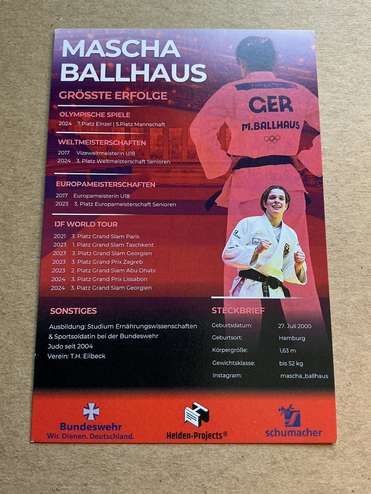 Masha Ballhaus, Germany 🇩🇪 Judo Olympics 2024 hand signed - Autographs-World