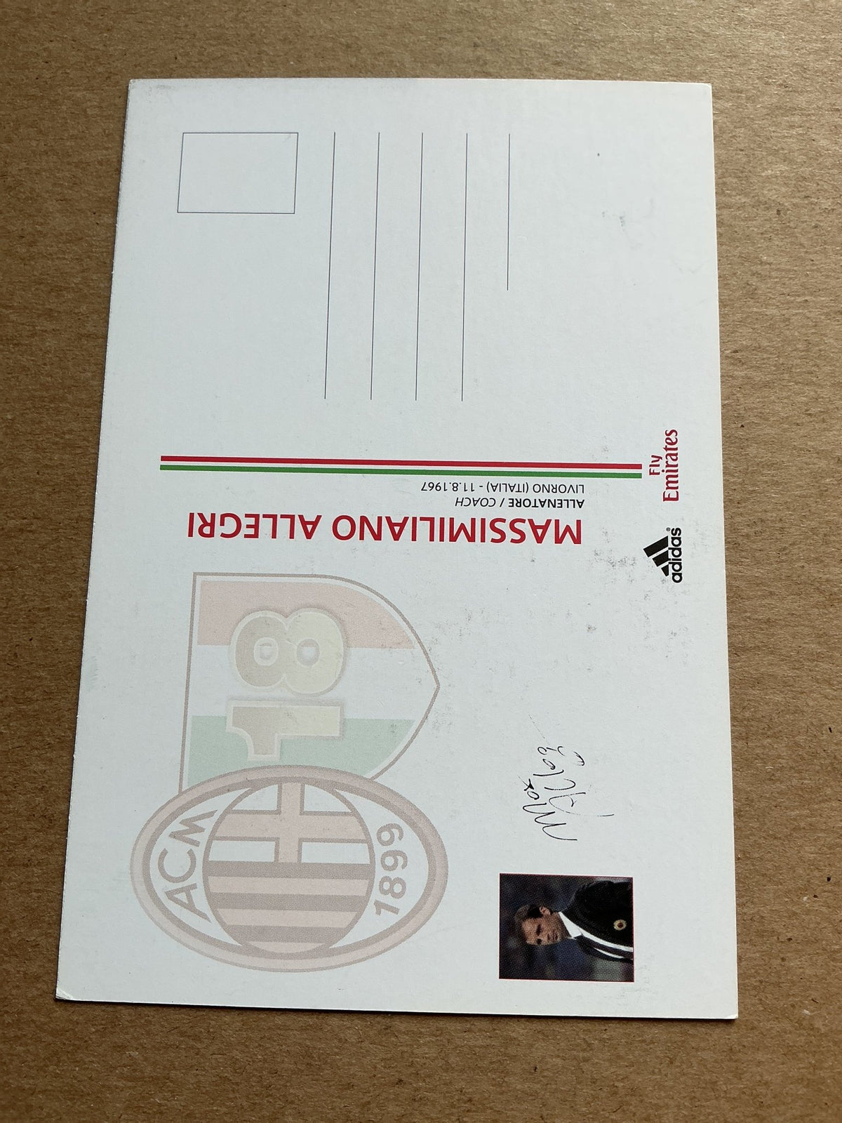 Massimiliano Allegri, Italy 🇮🇹 AC Milan 2011/12 hand signed - Autographs-World
