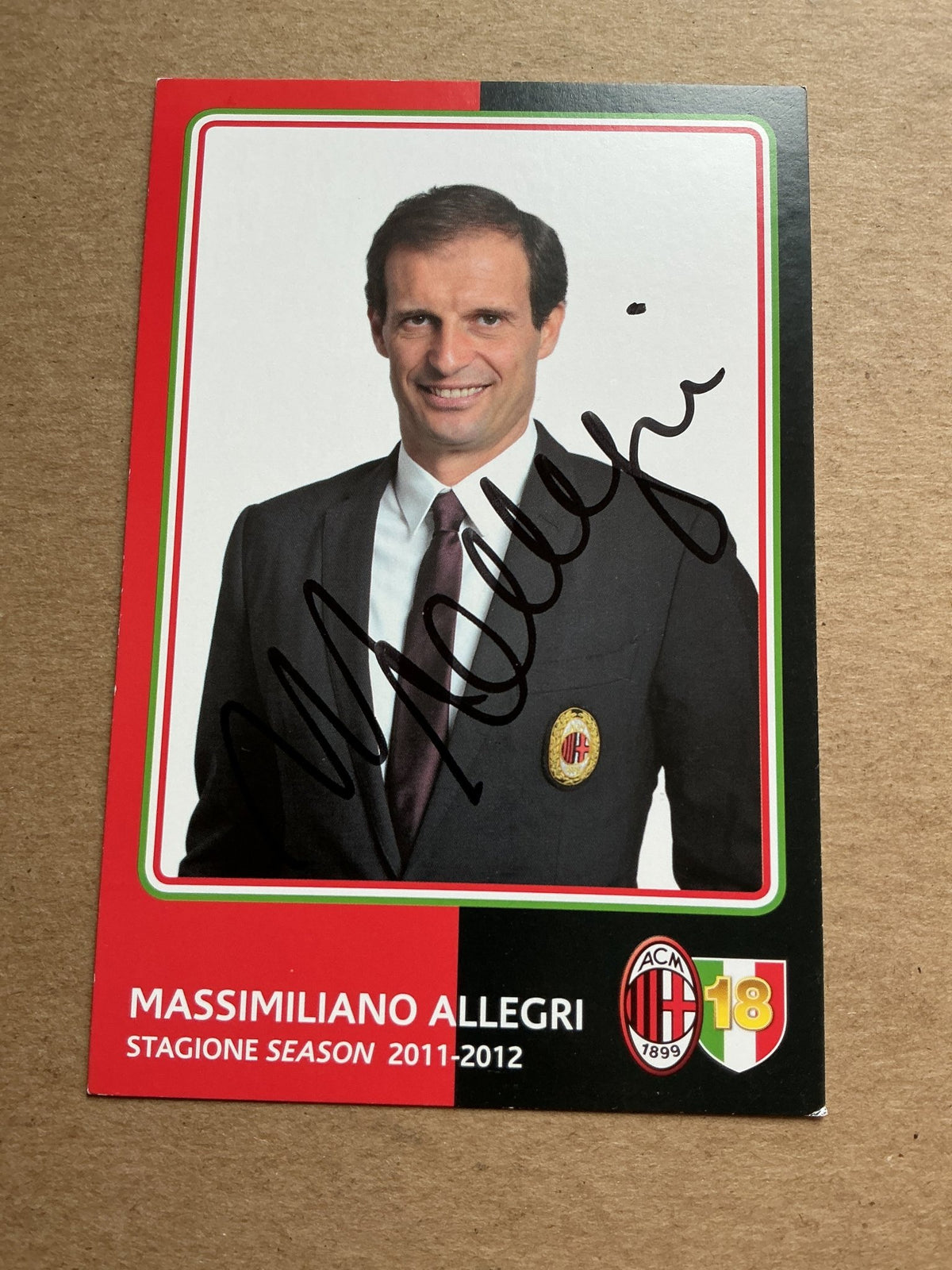 Massimiliano Allegri, Italy 🇮🇹 AC Milan 2011/12 hand signed - Autographs-World
