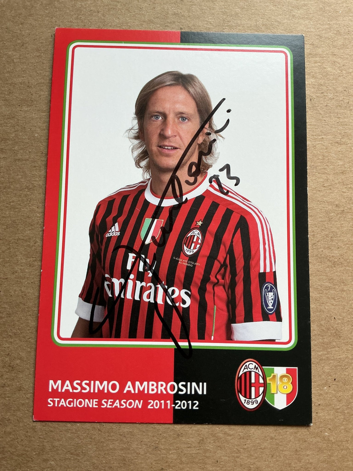 Massimo Ambrosini, Italy 🇮🇹 AC Milan 2011/12 hand signed - Autographs-World